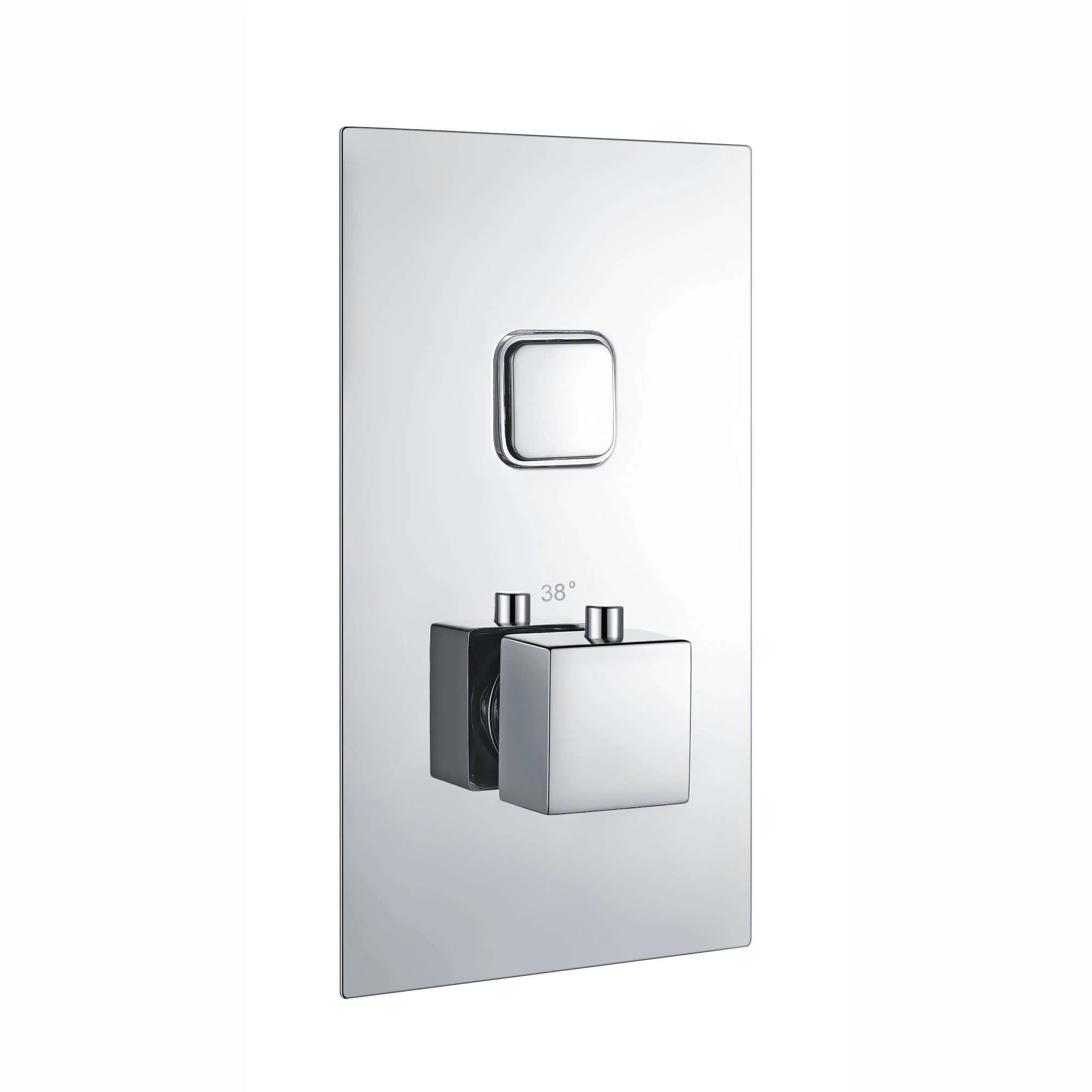 Spello Square Thermostatic Concealed Shower Set with Ceiling Mounted Shower - Chrome - Image 3