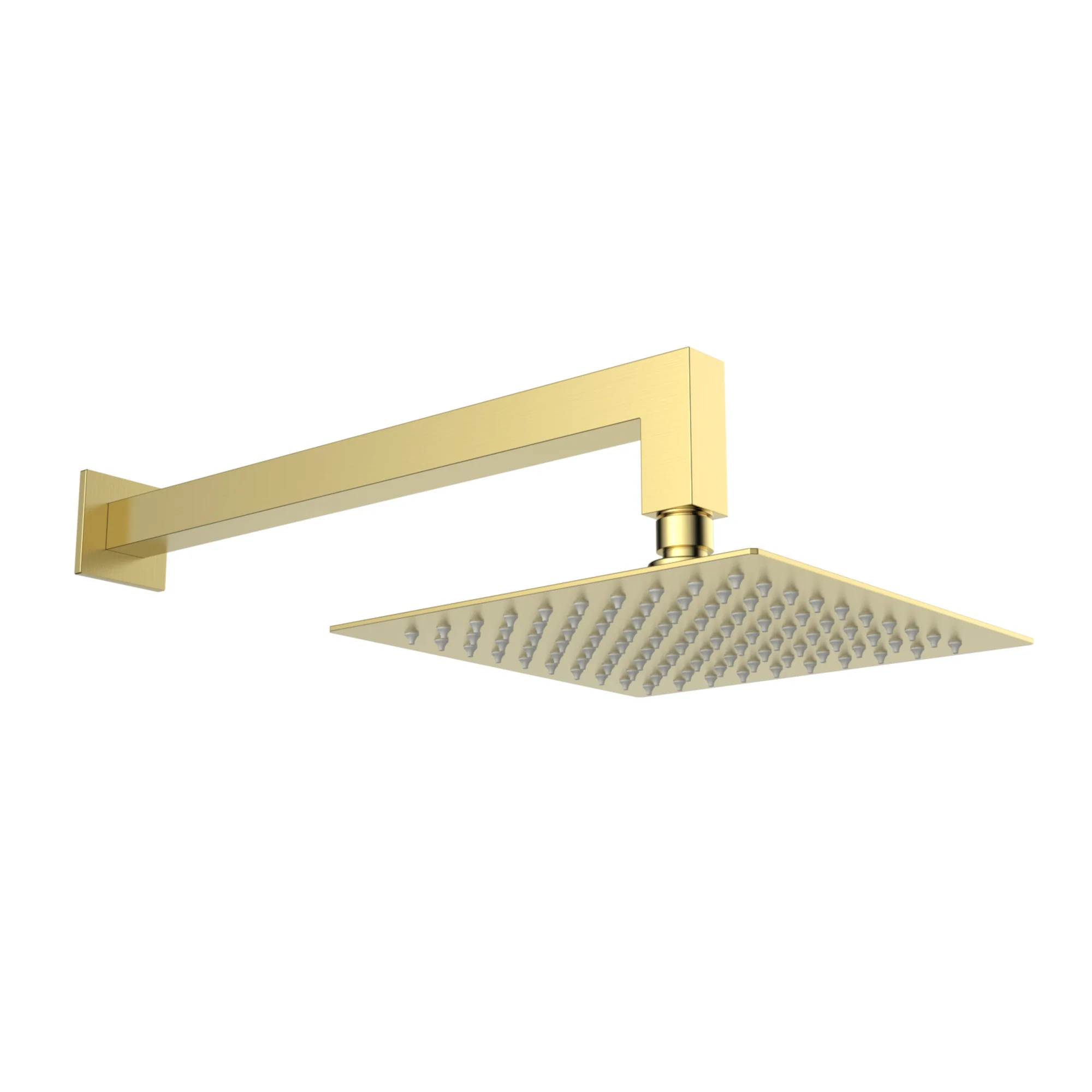 Spello Square Thermostatic Concealed Shower Set with Wall Mounted Shower Head - Brushed Brass - Image 2