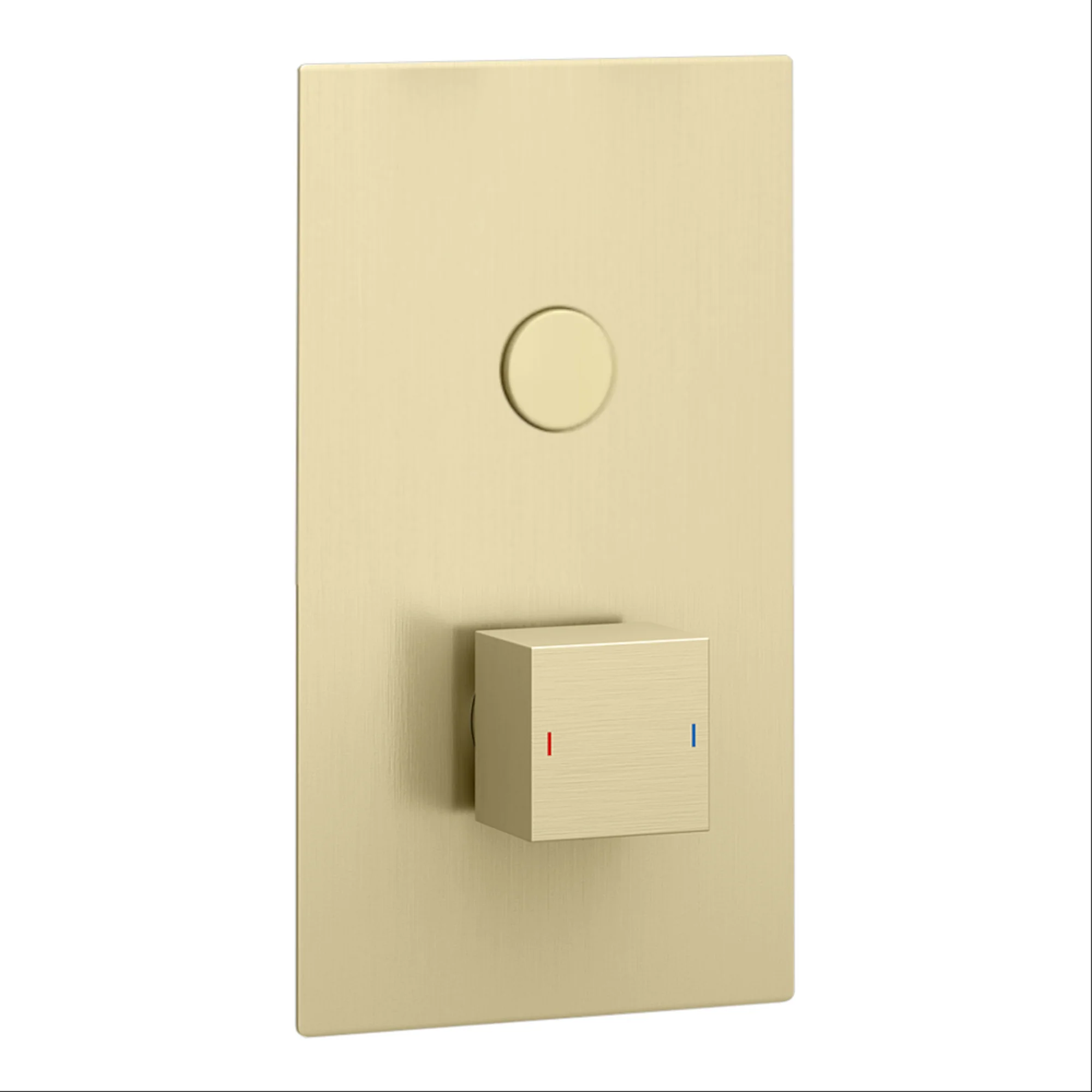 Spello Square Thermostatic Concealed Shower Set with Wall Mounted Shower Head - Brushed Brass - Image 3