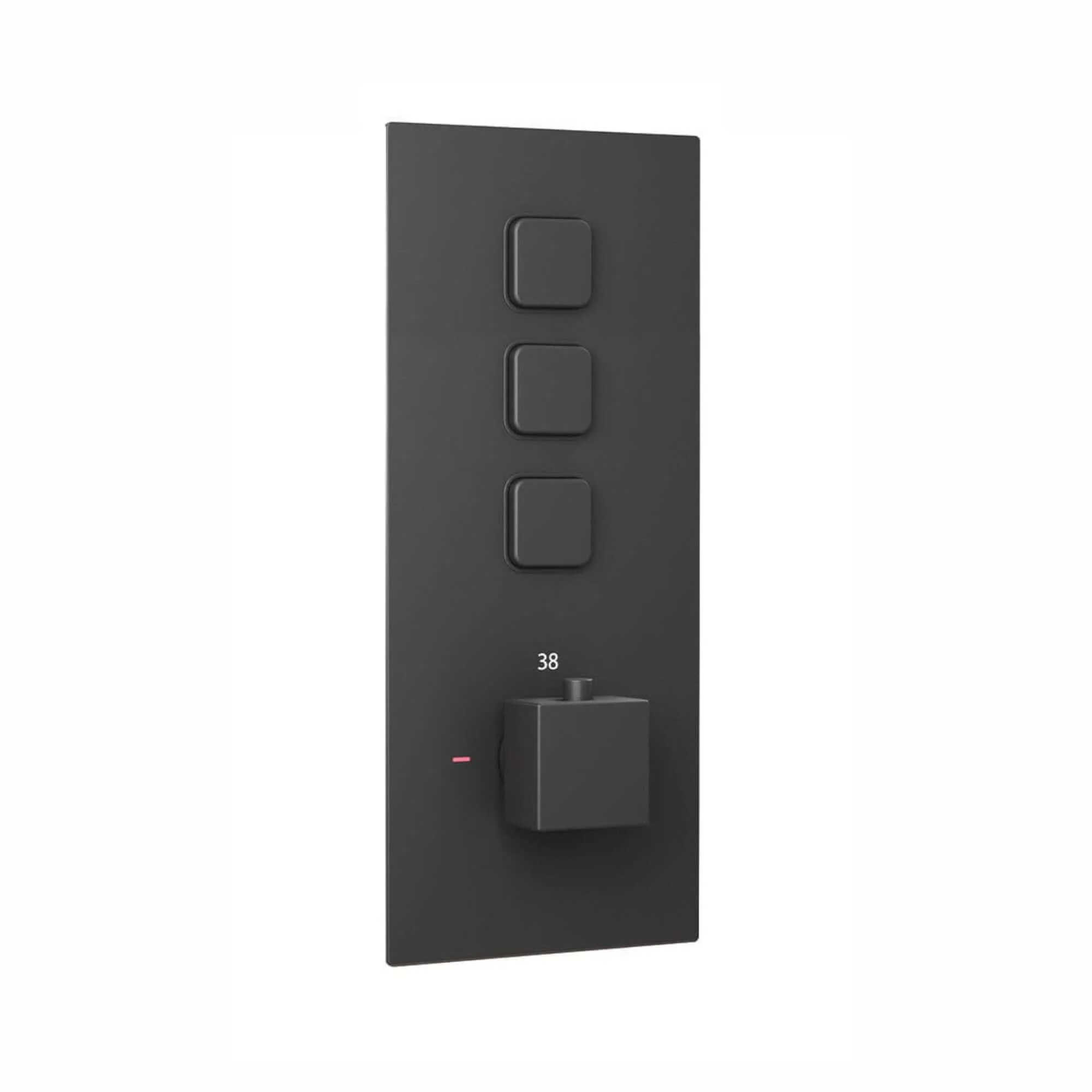 Spello square push button concealed thermostatic triple shower valve with 3 outlets - black