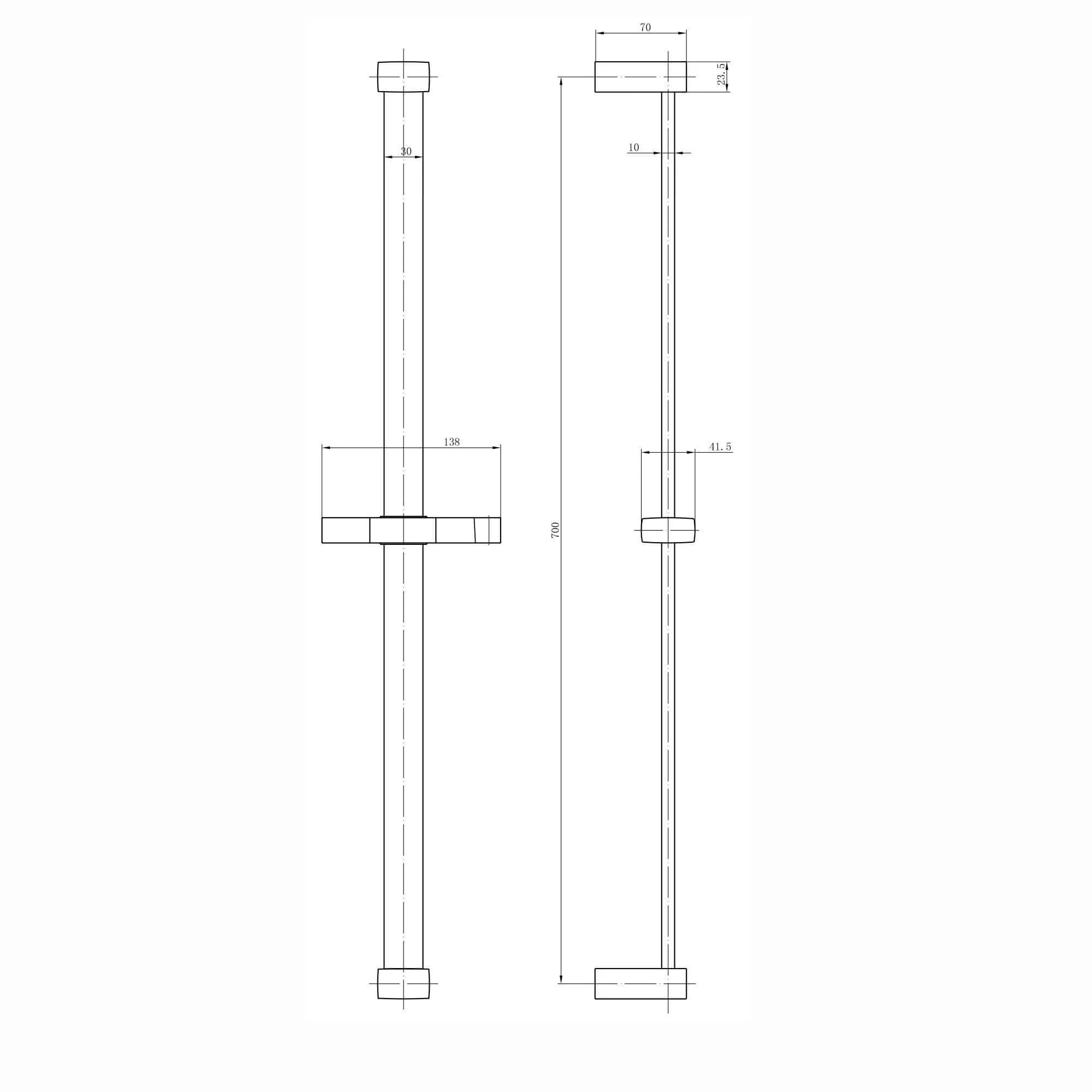 Square contemporary shower slider rail bar with hand shower holder - black - Image 3