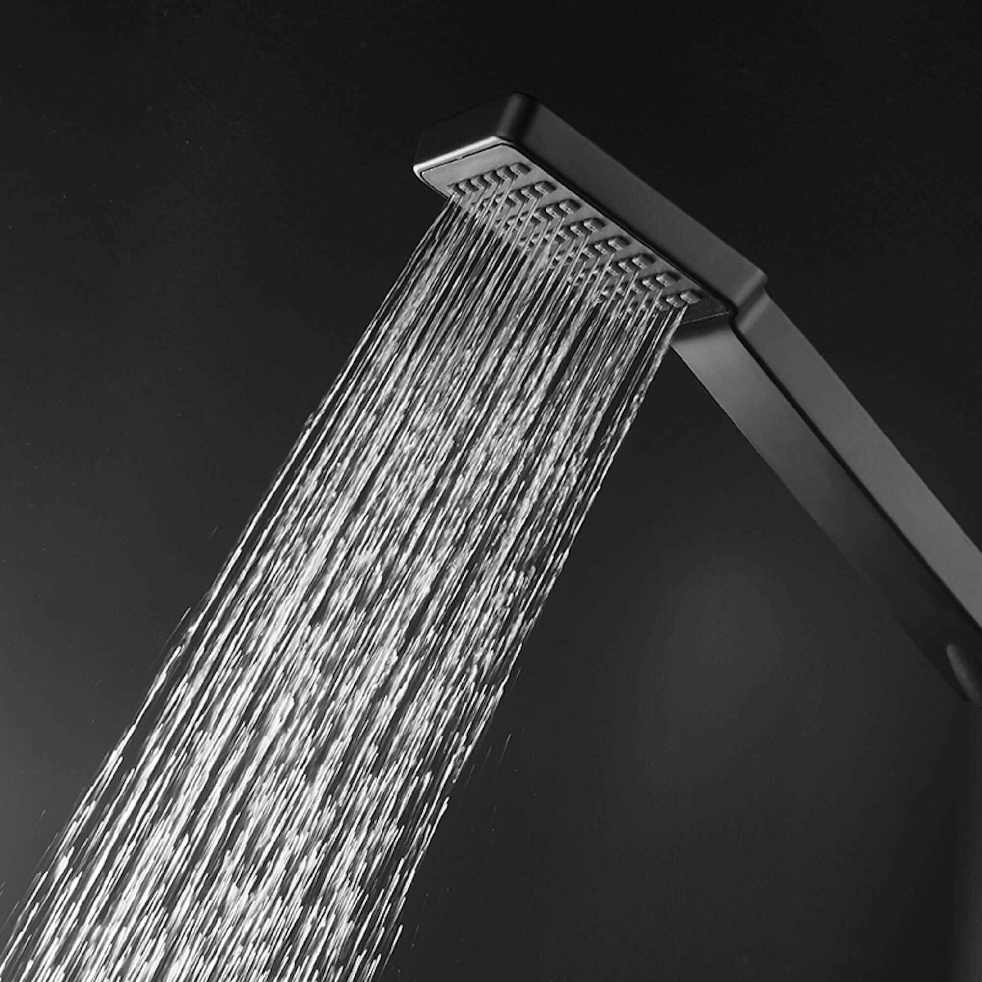 Square contemporary shower slider riser rail kit with handset and hose - black - Image 3