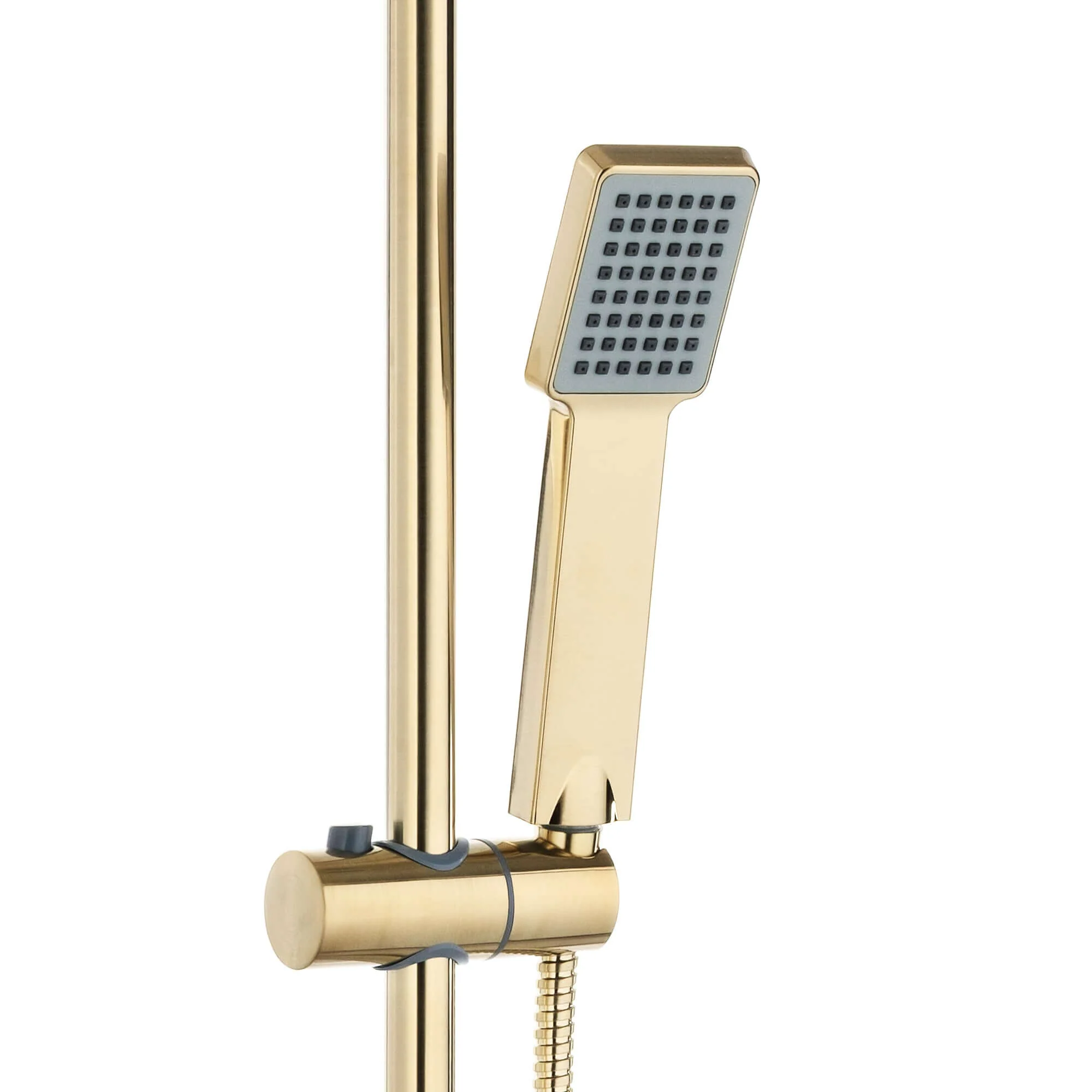 Square dual shower riser rail kit for concealed installation - brushed brass - Image 2