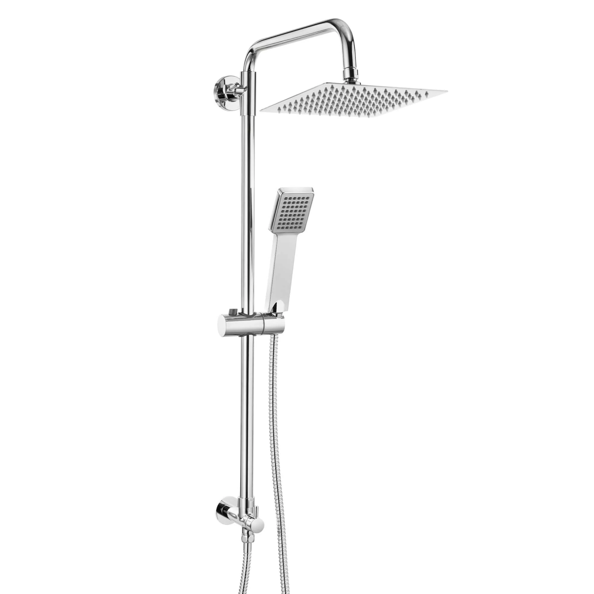 Square dual shower riser rail kit for concealed installation - chrome