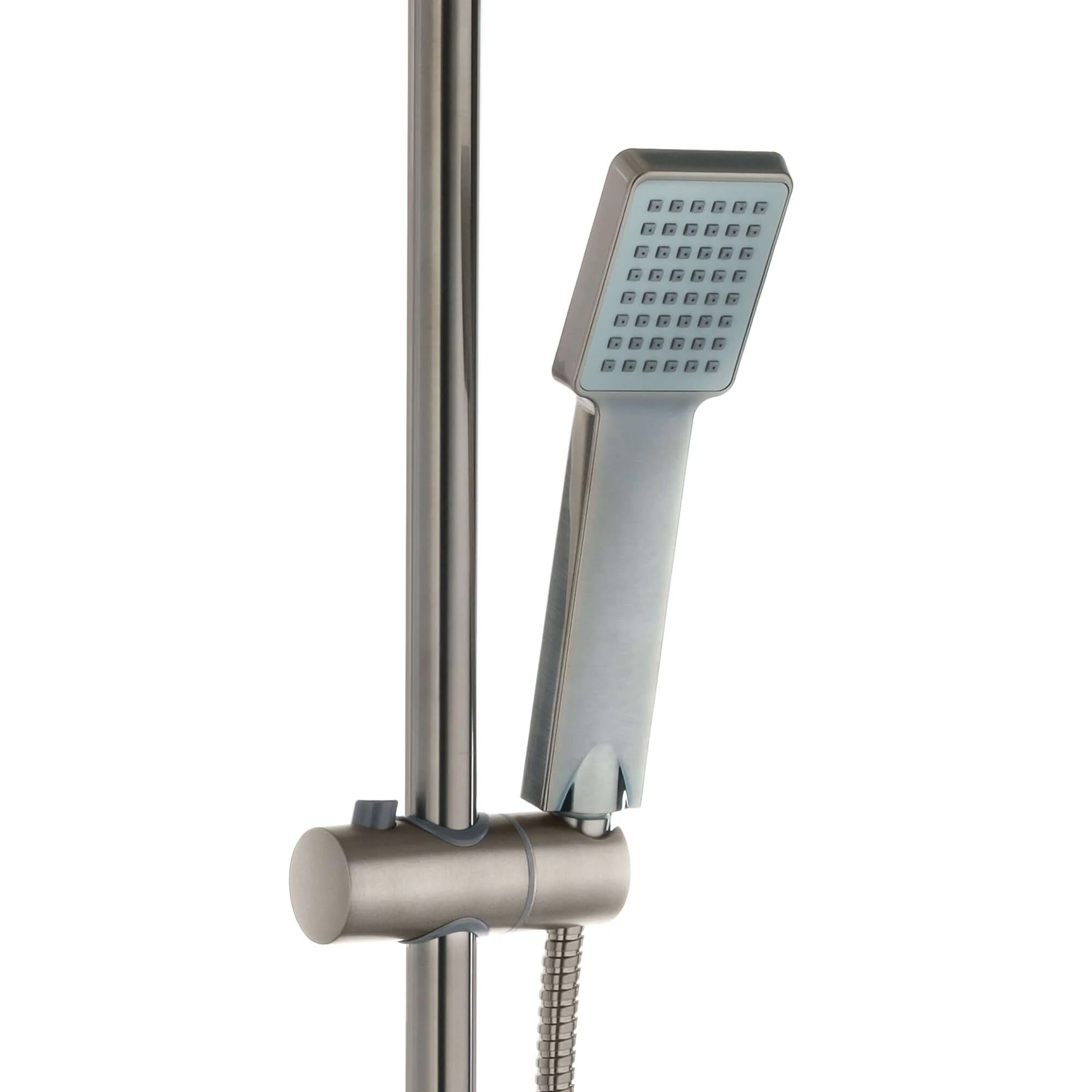 Square dual shower riser rail kit for concealed installation - gunmetal grey - Image 2