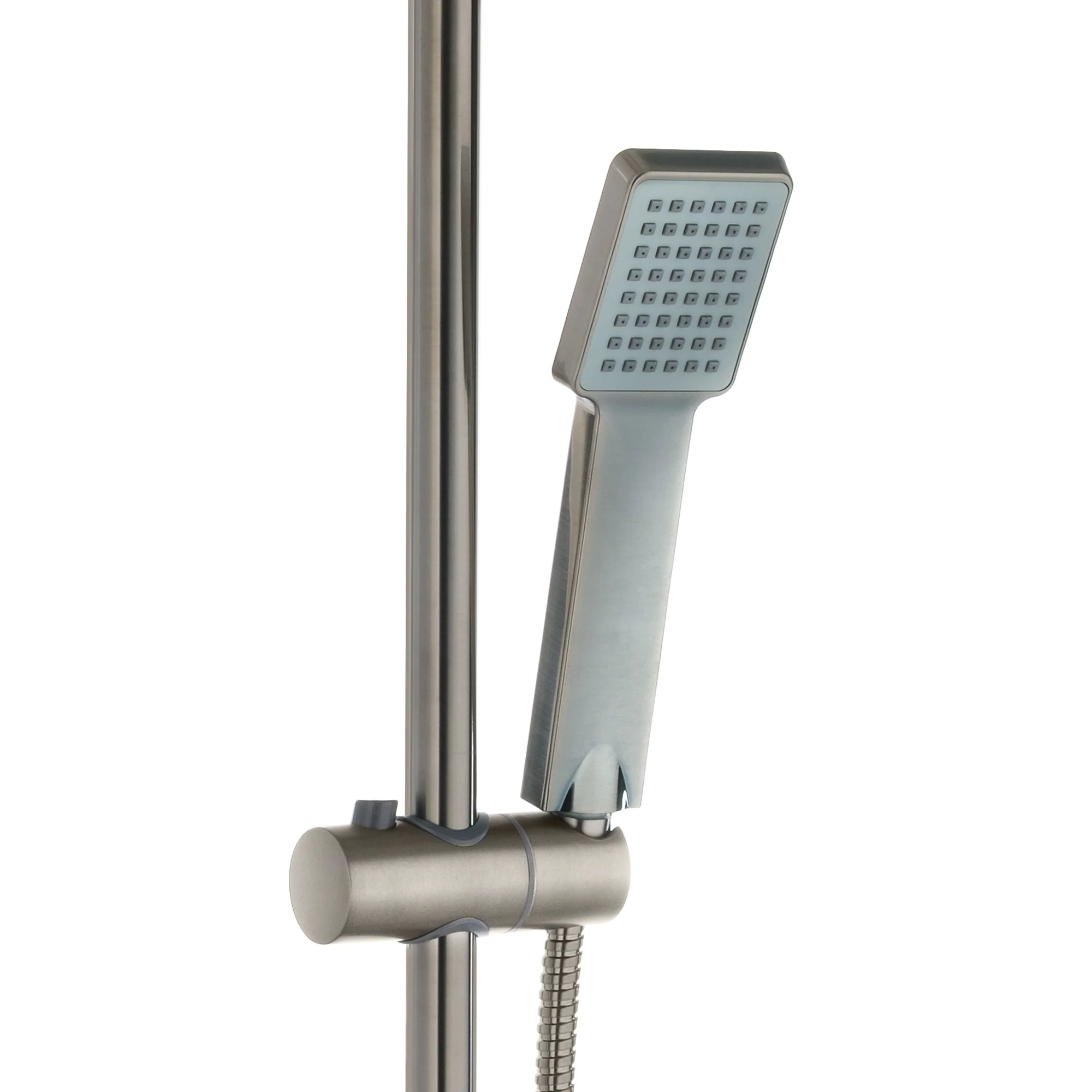 Square dual shower riser rail kit for exposed installation - gunmetal grey - Image 2
