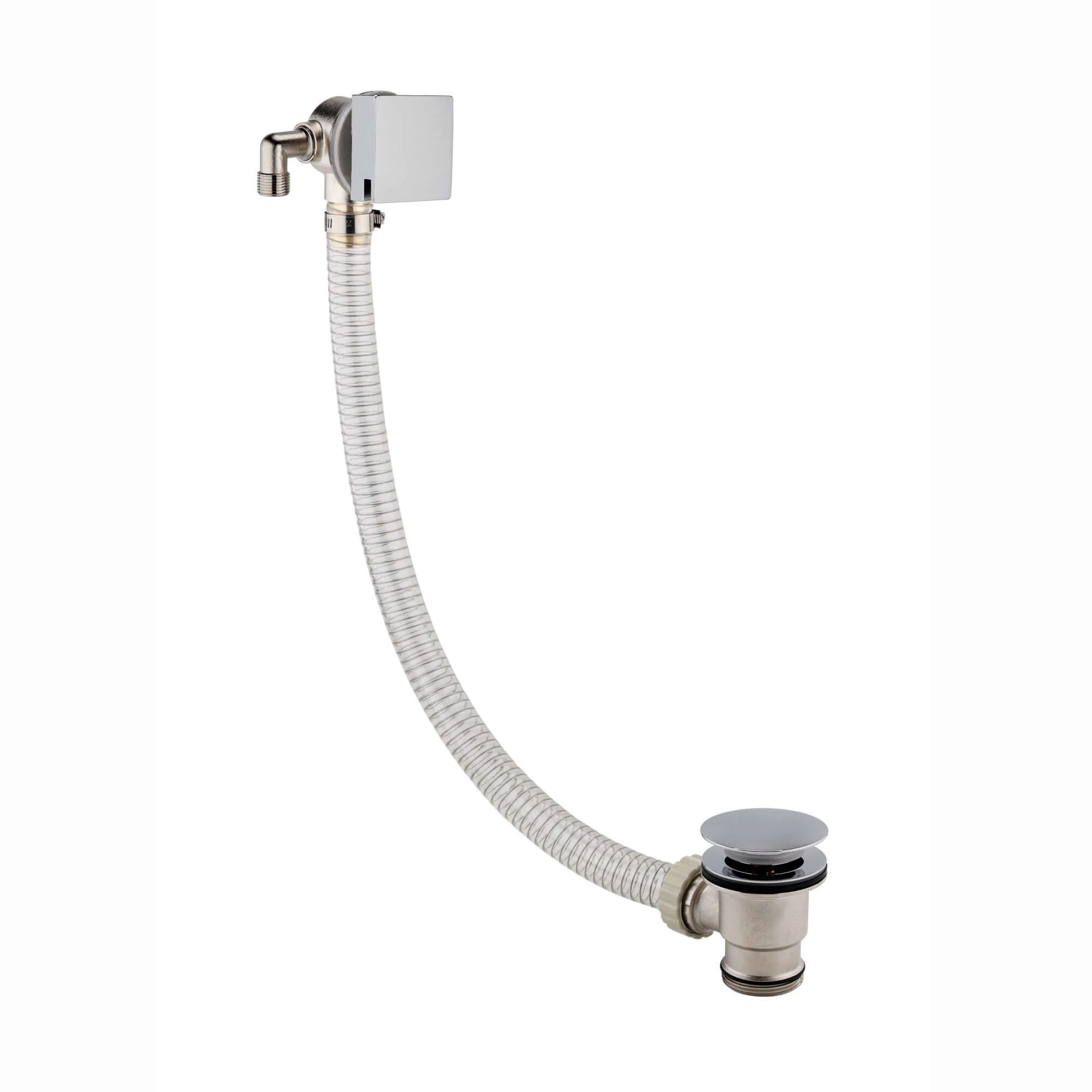 Square overflow bath filler with 3/4" deck bath side valves (pair) - chrome - Image 2