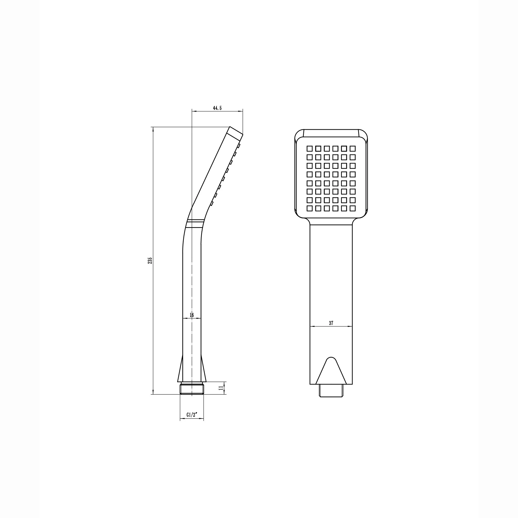Square paddle hand shower - gunmetal grey - Image 2