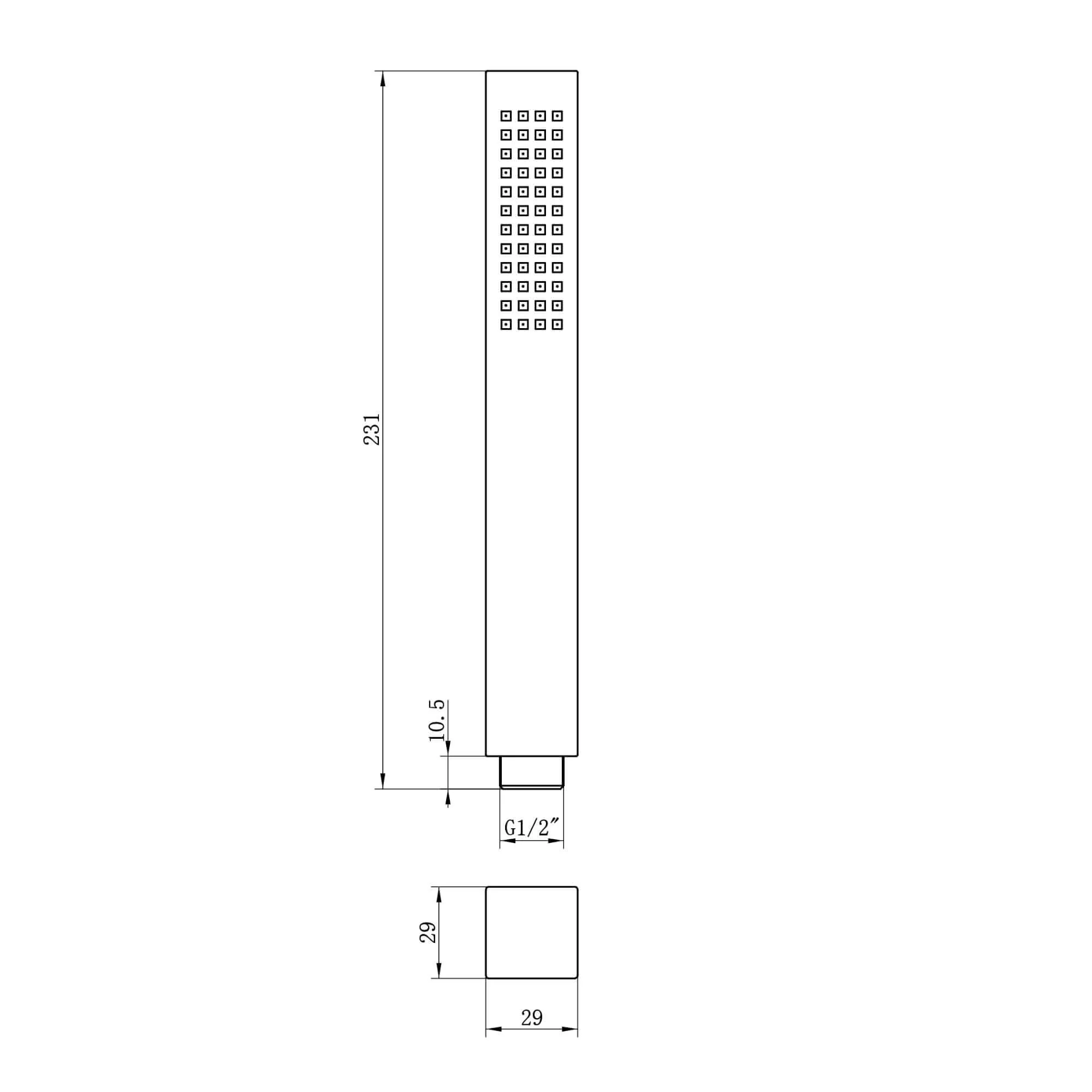 Square pencil design hand shower modern - chrome - Image 2