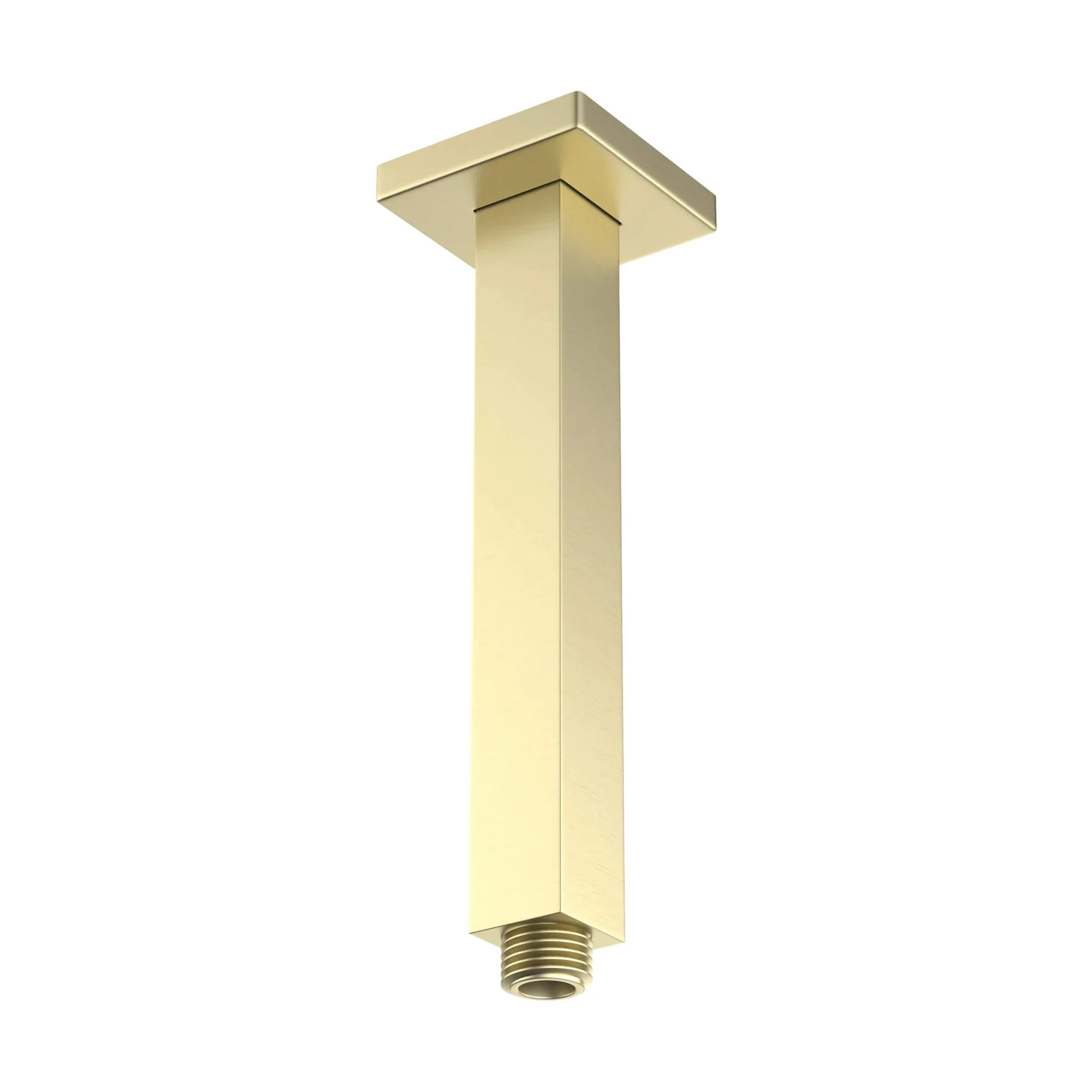 Square vertical shower arm 180mm - brushed brass