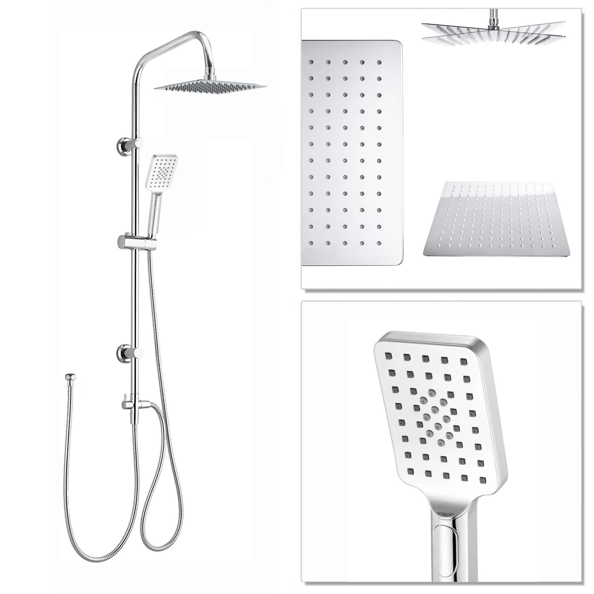 Stella bundle incl. bath shower mixer tap with dual riser rail, basin mixer, bath and basin wastes - chrome - Image 3