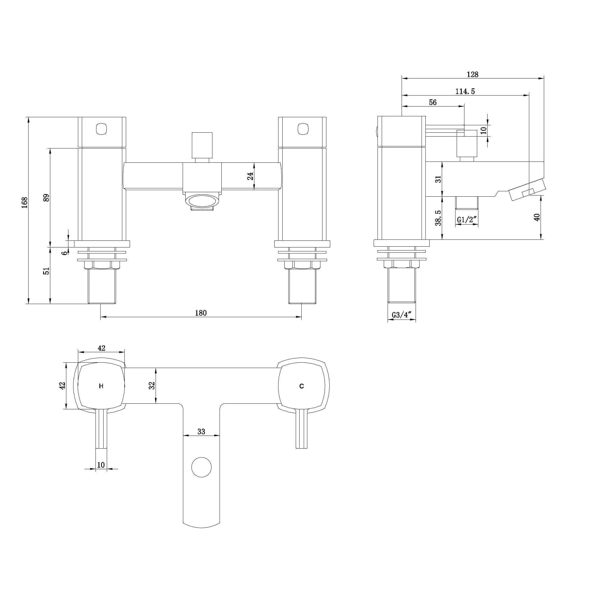 Stella bundle incl. bath shower mixer tap with dual riser rail, basin mixer, bath and basin wastes - chrome - Image 6