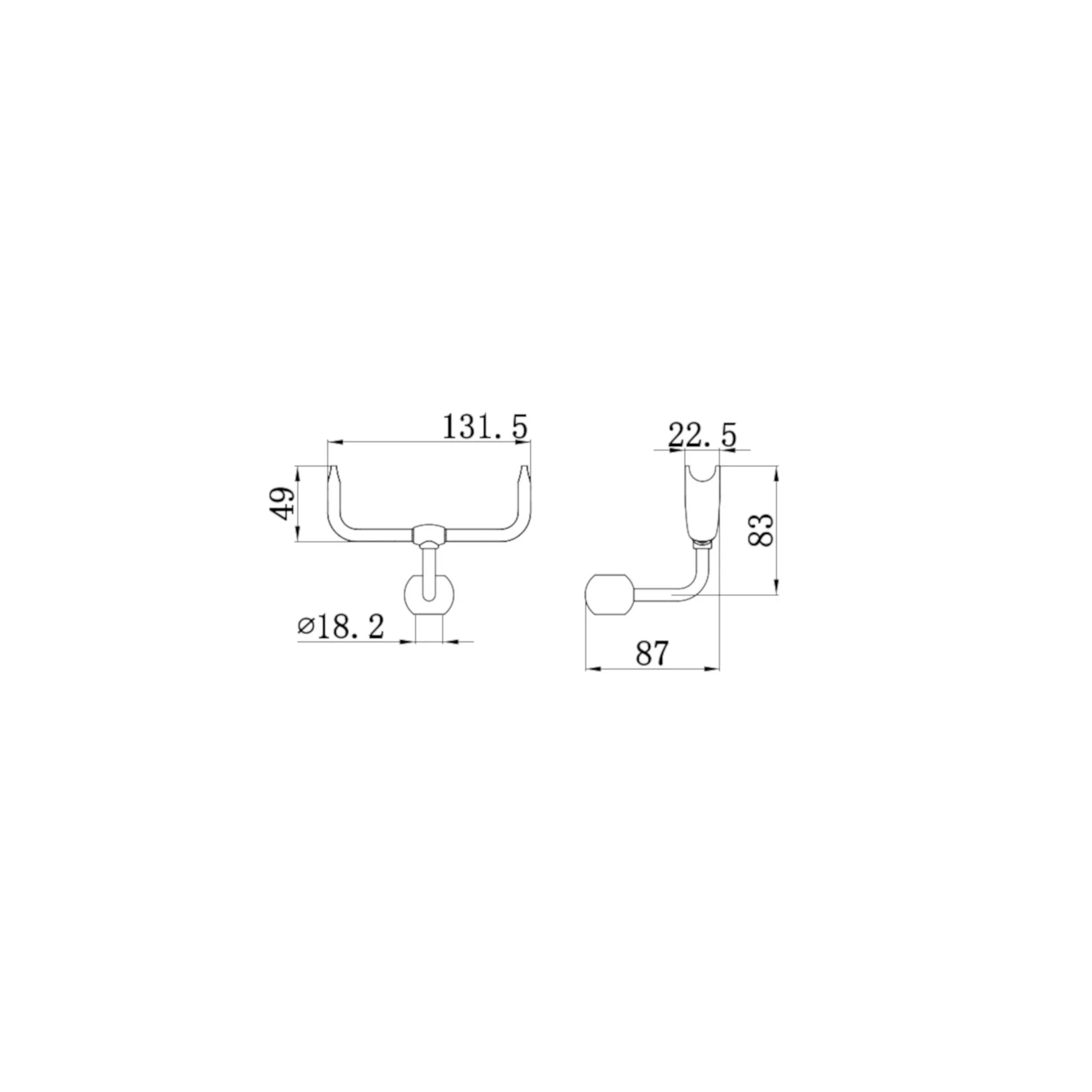 Telephone style rigid riser bracket for shower heads solid brass - chrome - Image 3