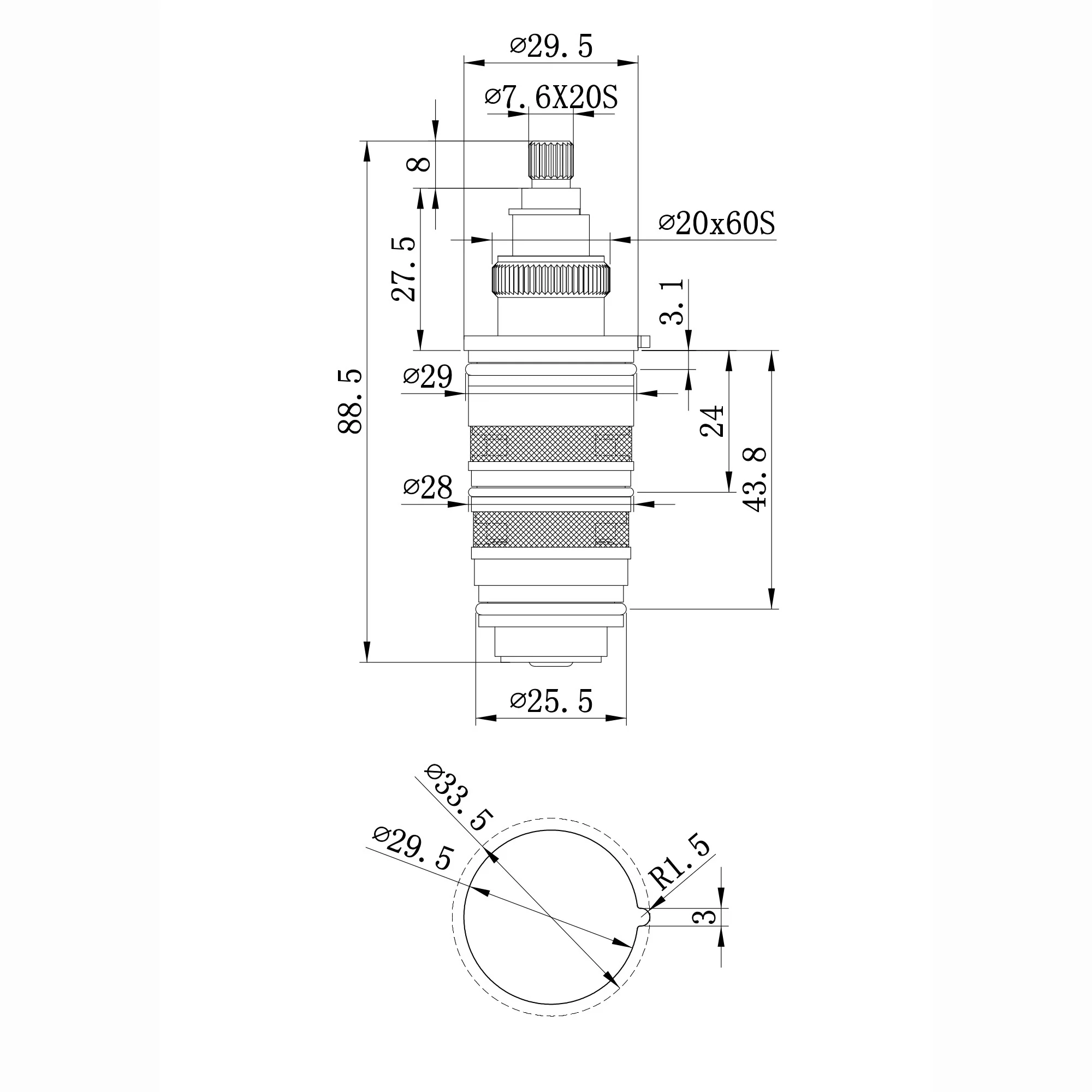 Thermostatic shower bar valve cartridge - Dune - Image 3