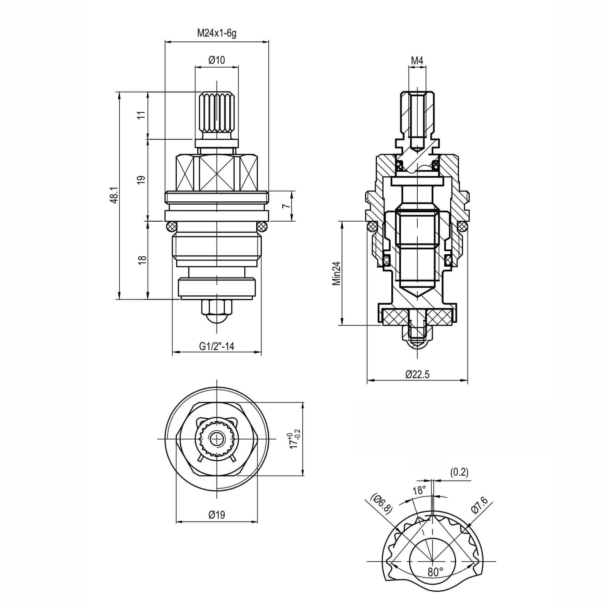 Thermostatic shower bar valve cartridge - Vito - Image 2