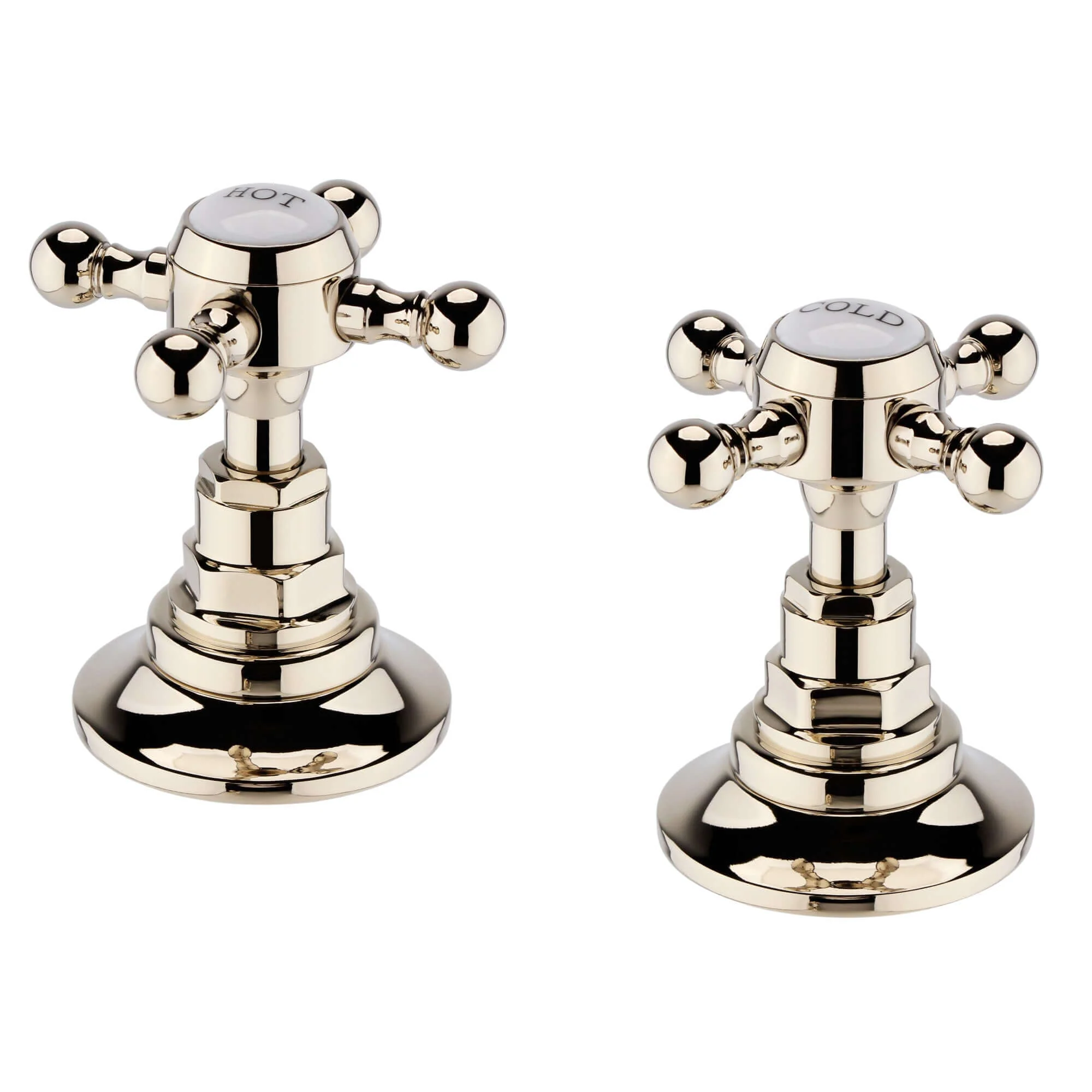 Traditional 3/4" deck bath side valves (pair) - gold