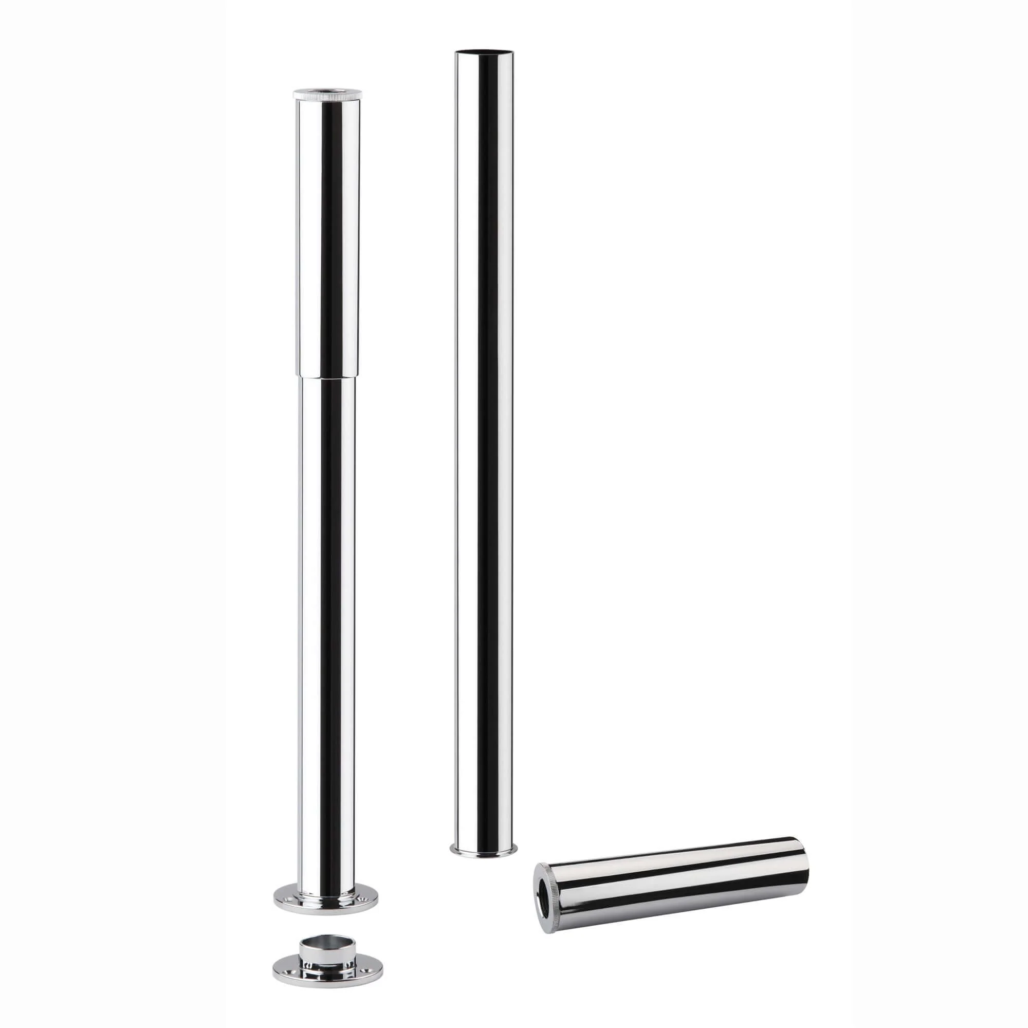 Traditional standpipes with adjustable shrouds for roll top bath (conceals water supply pipes) - chrome