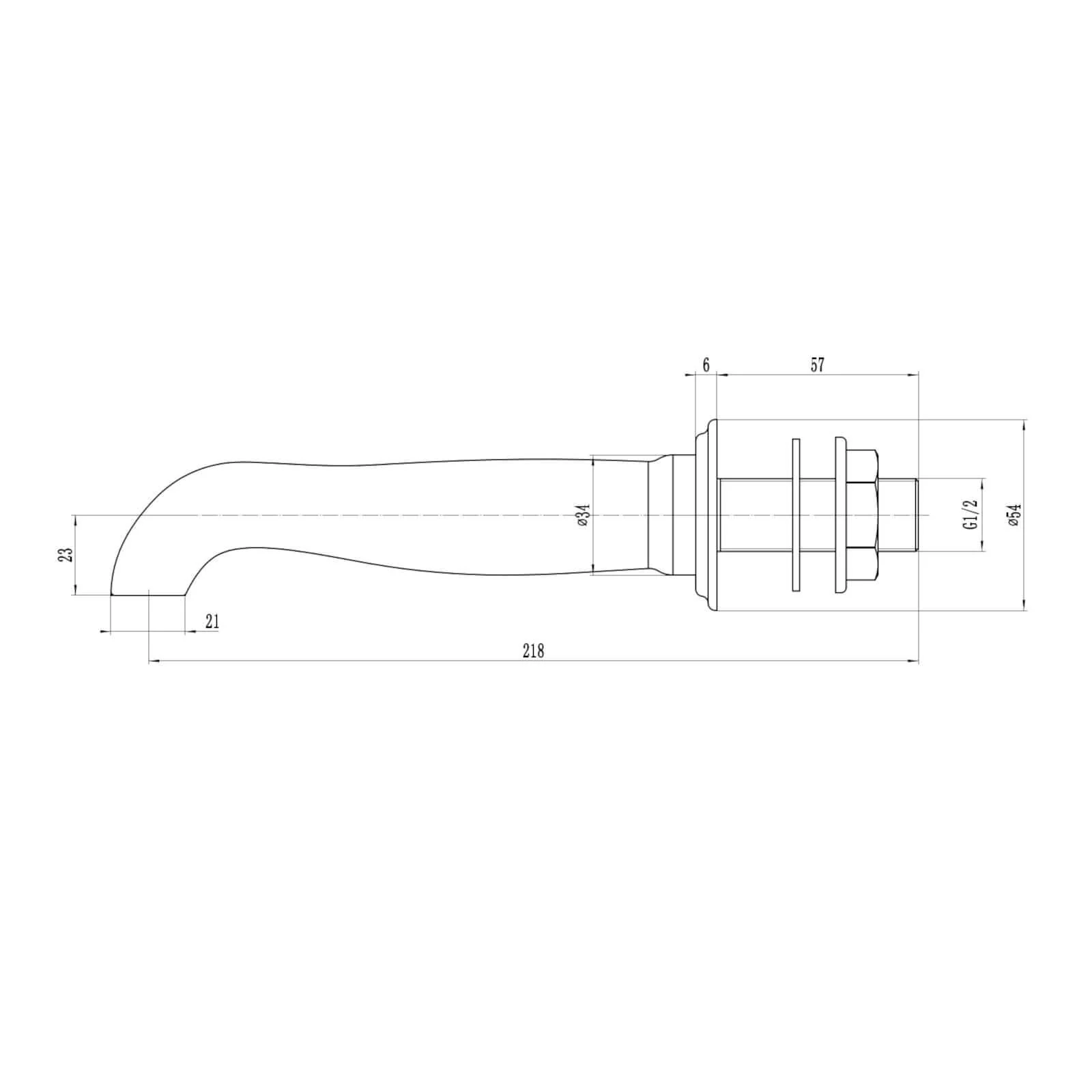 Traditional bath or basin spout wall mounted - chrome - Image 3