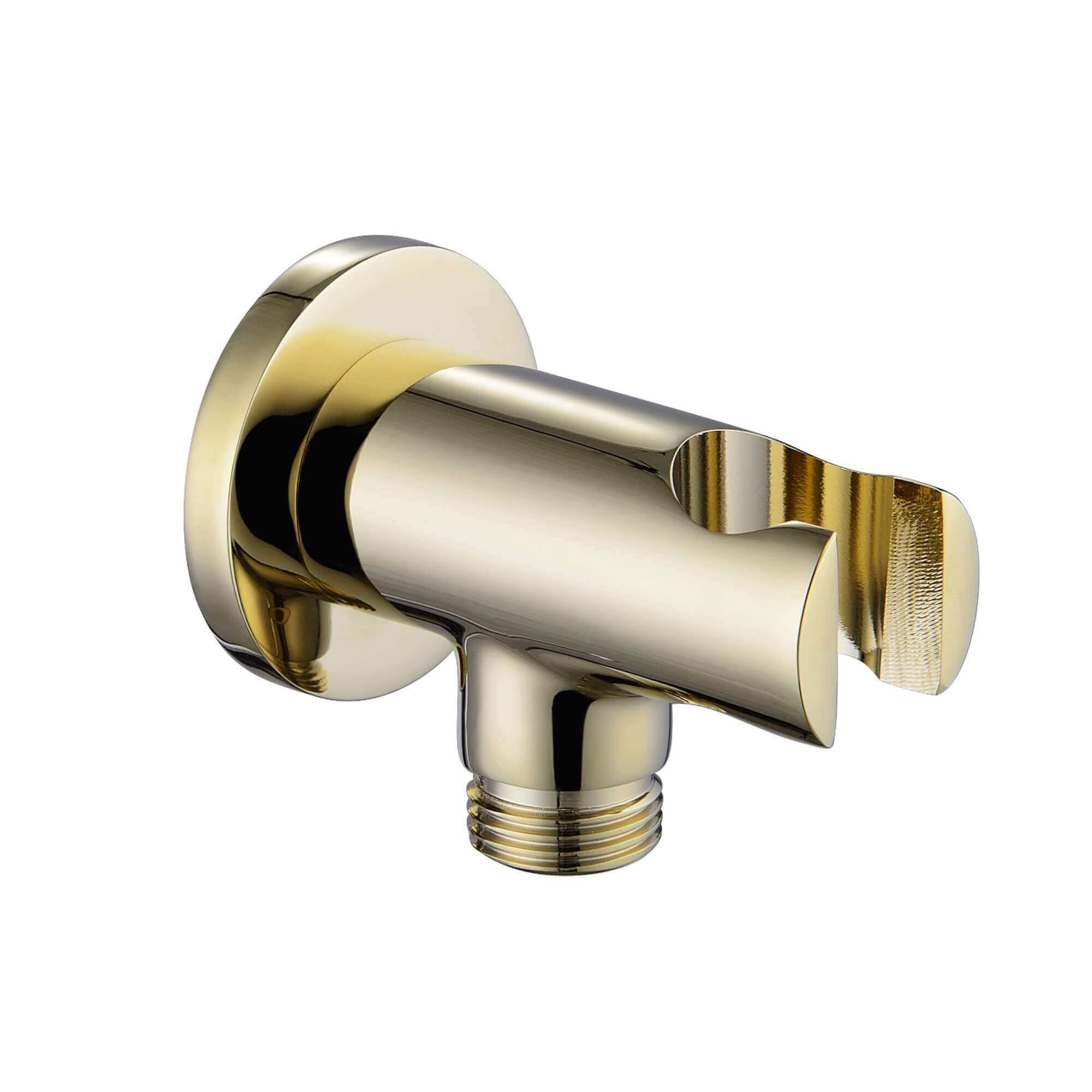 Traditional Brass & White Ceramic Hand Shower Kit Incl. Hose And Wall Bracket With Outlet - Gold - Image 4