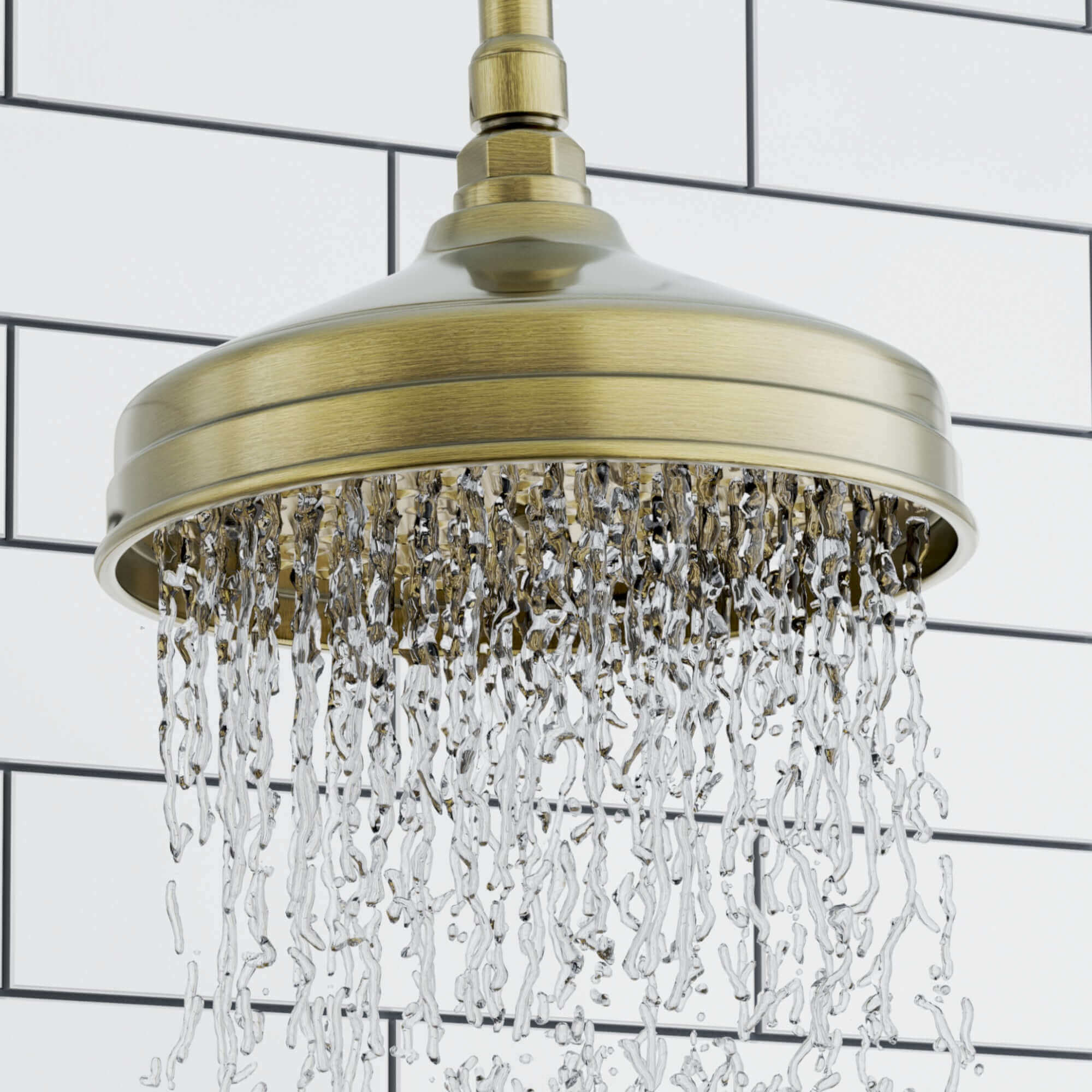 Traditional Ceiling Fixed Apron Brass Shower Head 8" With 180mm Ceiling Shower Arm - Antique Brass - Image 2