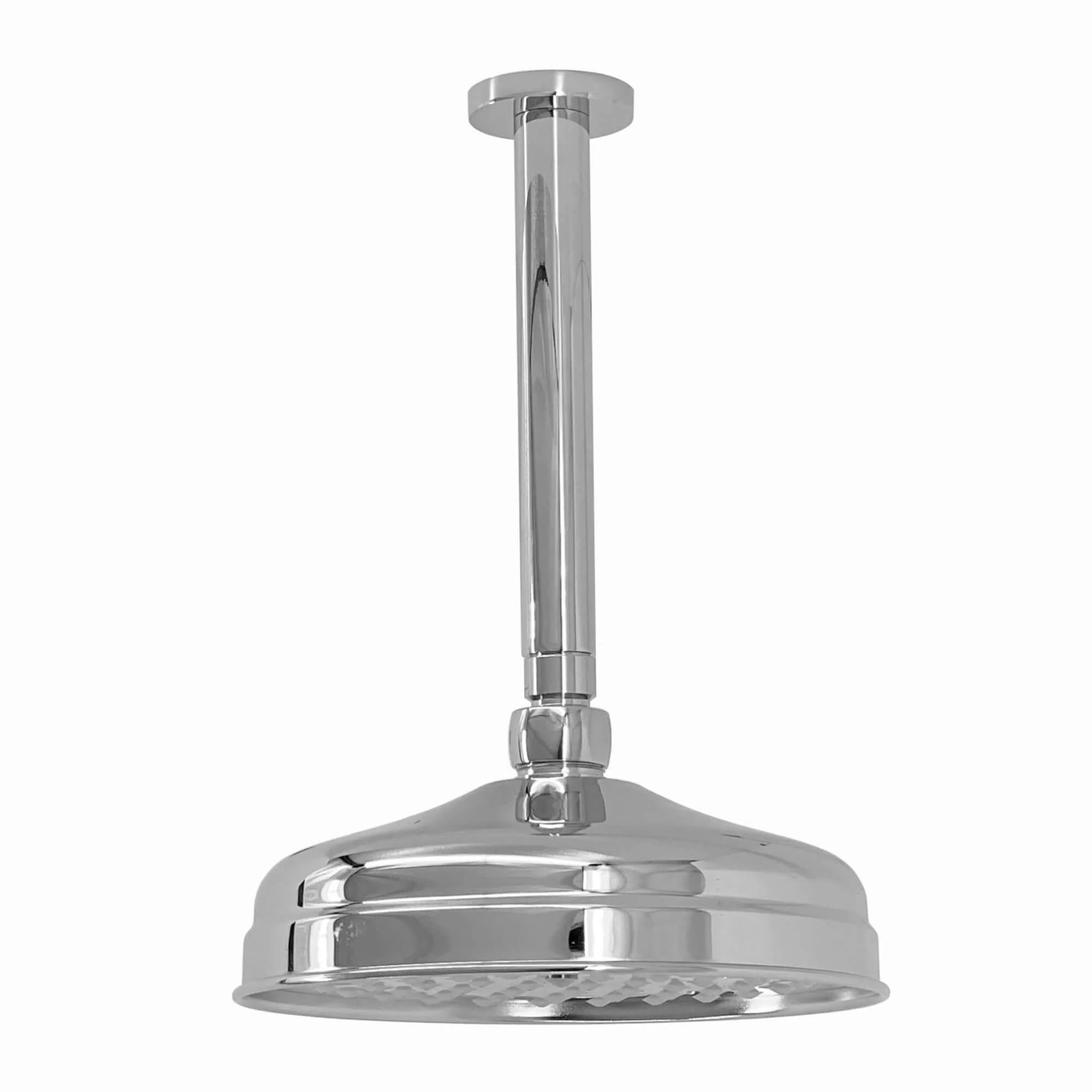 Traditional Ceiling Fixed Apron Brass Shower Head 8" With 180mm Ceiling Shower Arm - Chrome