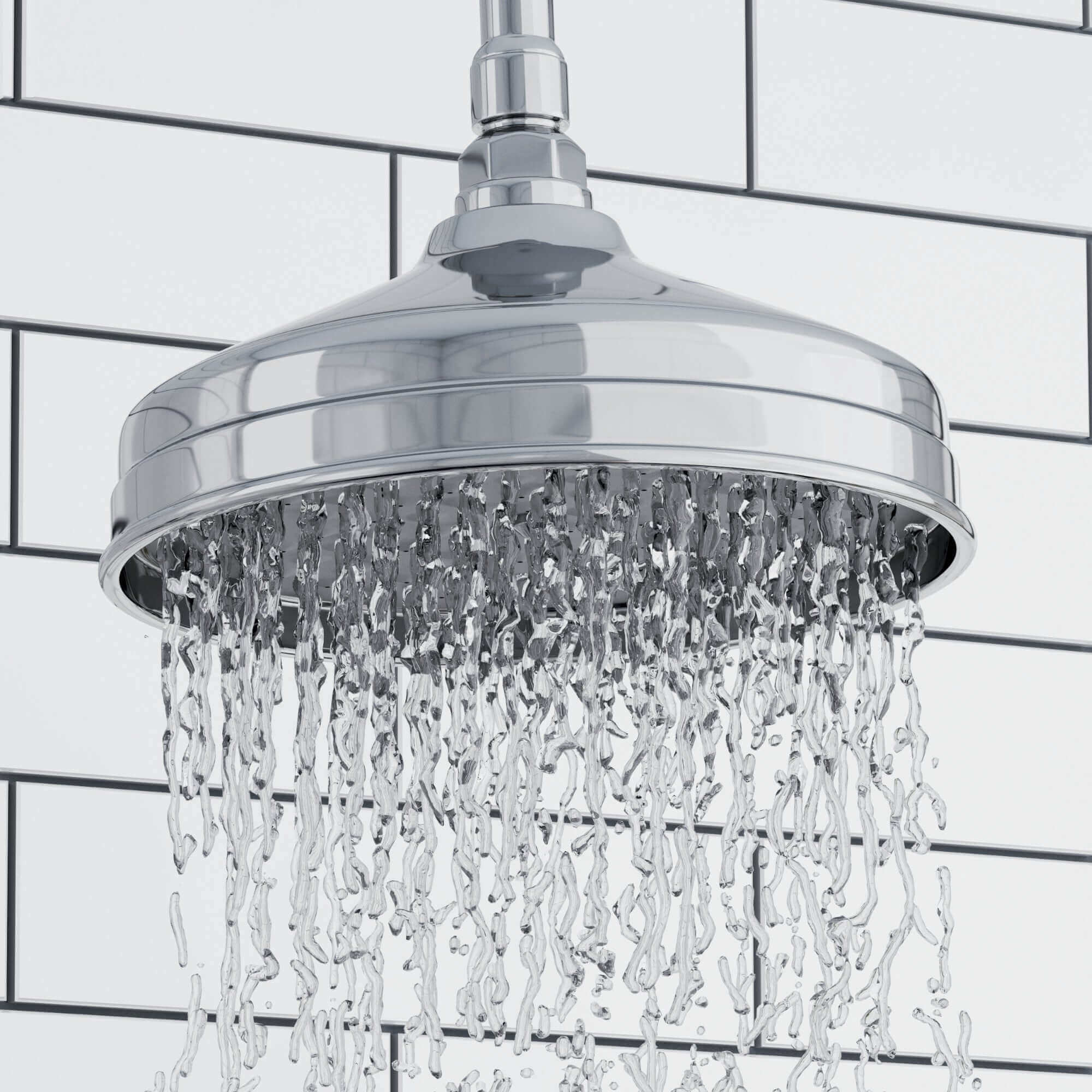 Traditional Ceiling Fixed Apron Brass Shower Head 8" With 180mm Ceiling Shower Arm - Chrome - Image 2