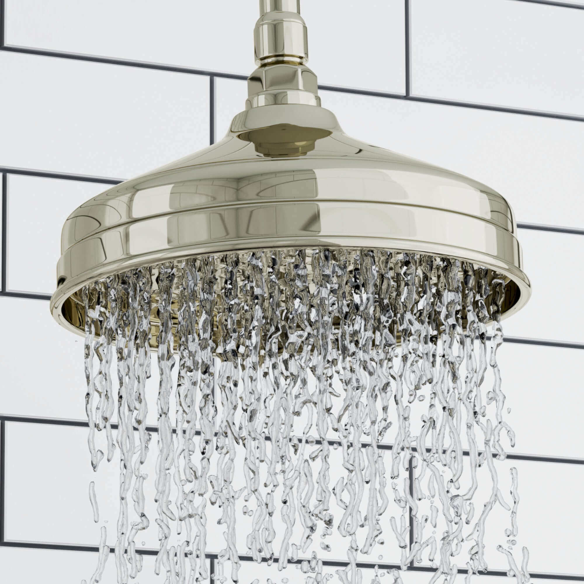 Traditional Ceiling Fixed Apron Brass Shower Head 8" With 180mm Ceiling Shower Arm - Gold - Image 2