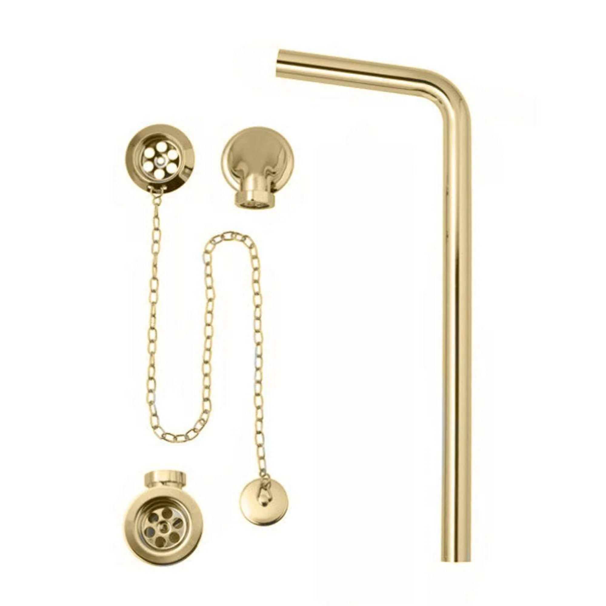 Traditional Exposed Bath Retainer Waste & Ball Chain Plug with Overflow - Gold - Image 3