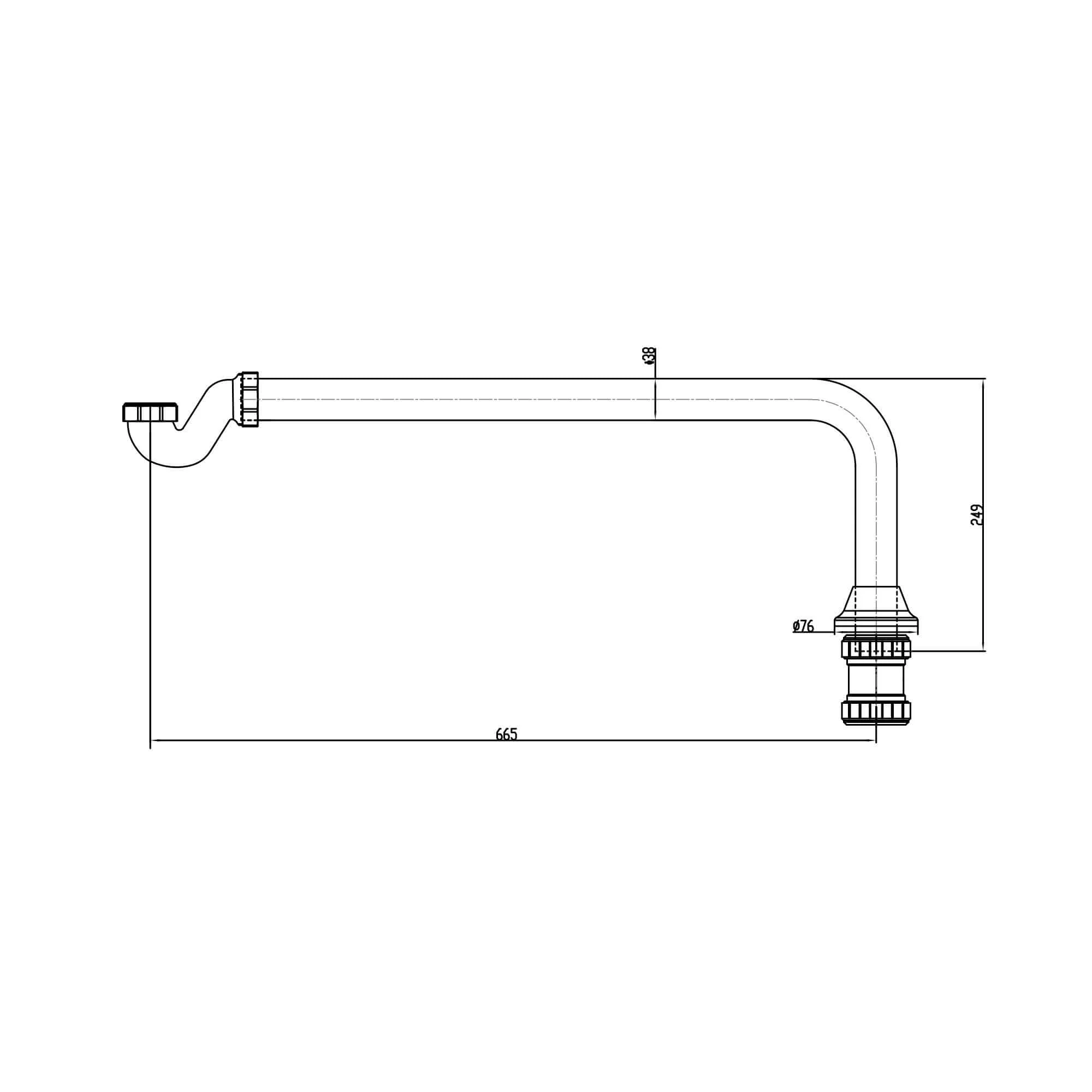 Traditional exposed shallow seal bath trap & pipe - vintage gold - Image 2