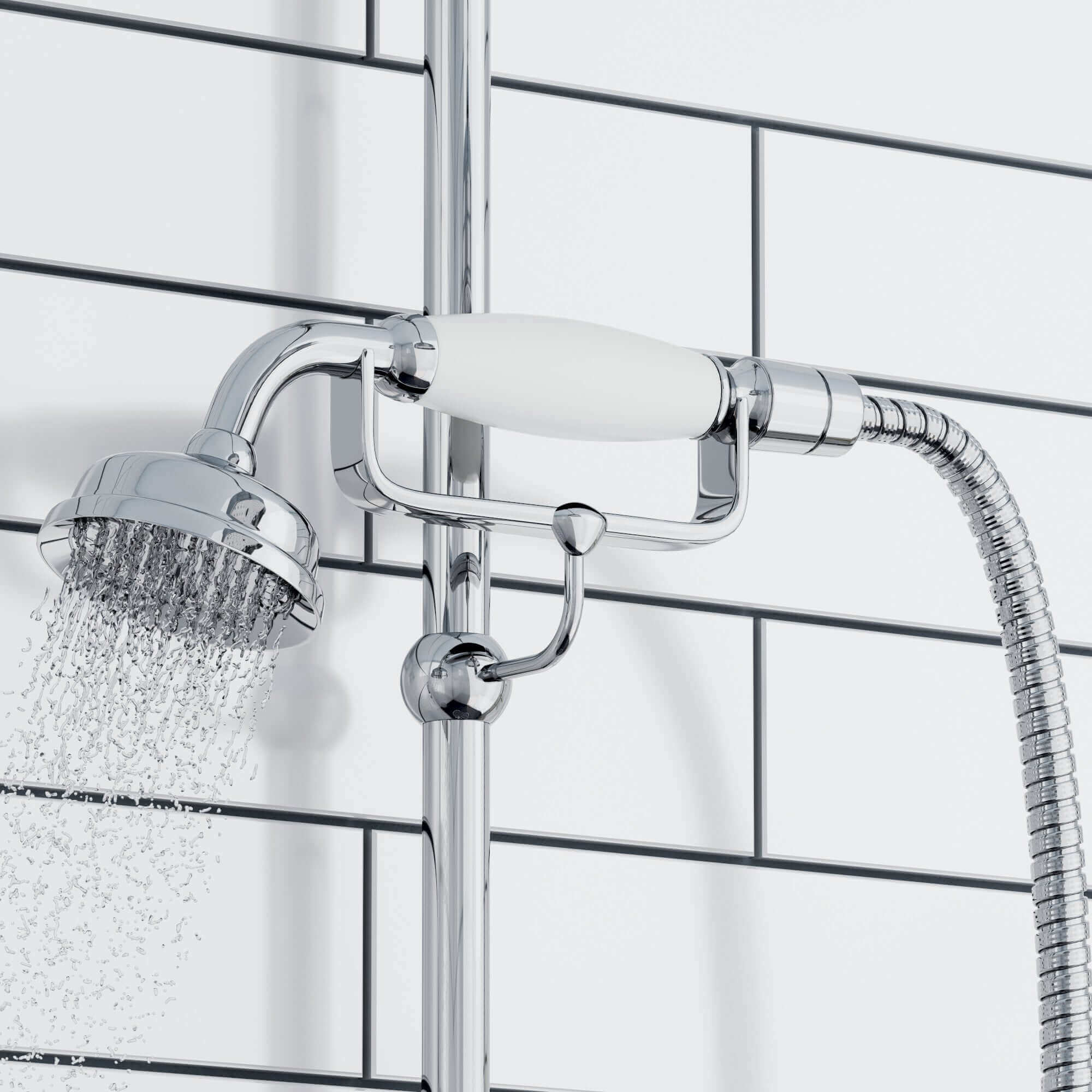 Traditional hand shower ceramic brass - chrome - Image 3