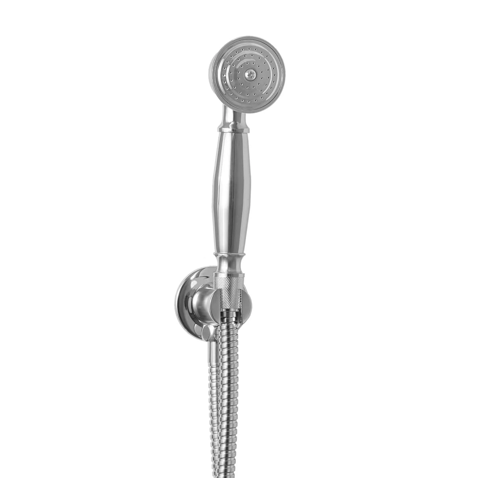 Traditional Brass Hand Shower Kit Incl. Hose and Shower Head Holder with Outlet - Chrome - Image 2