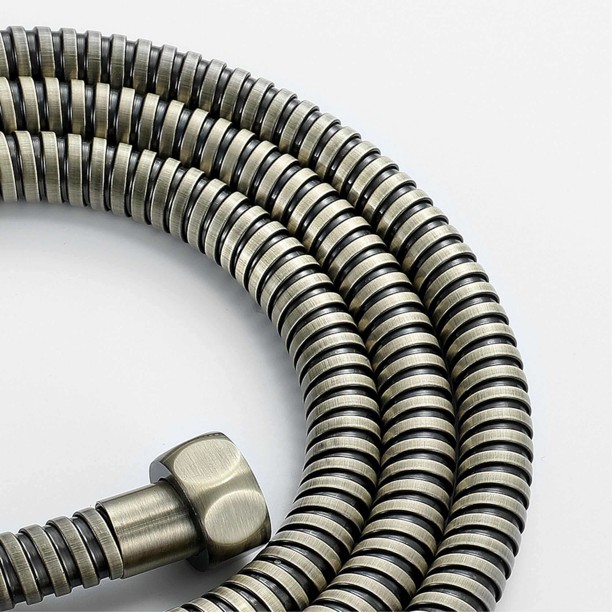 Traditional Handheld Shower Head and Hose Kit Brass with White Ceramic Details - Antique Brass - Image 6