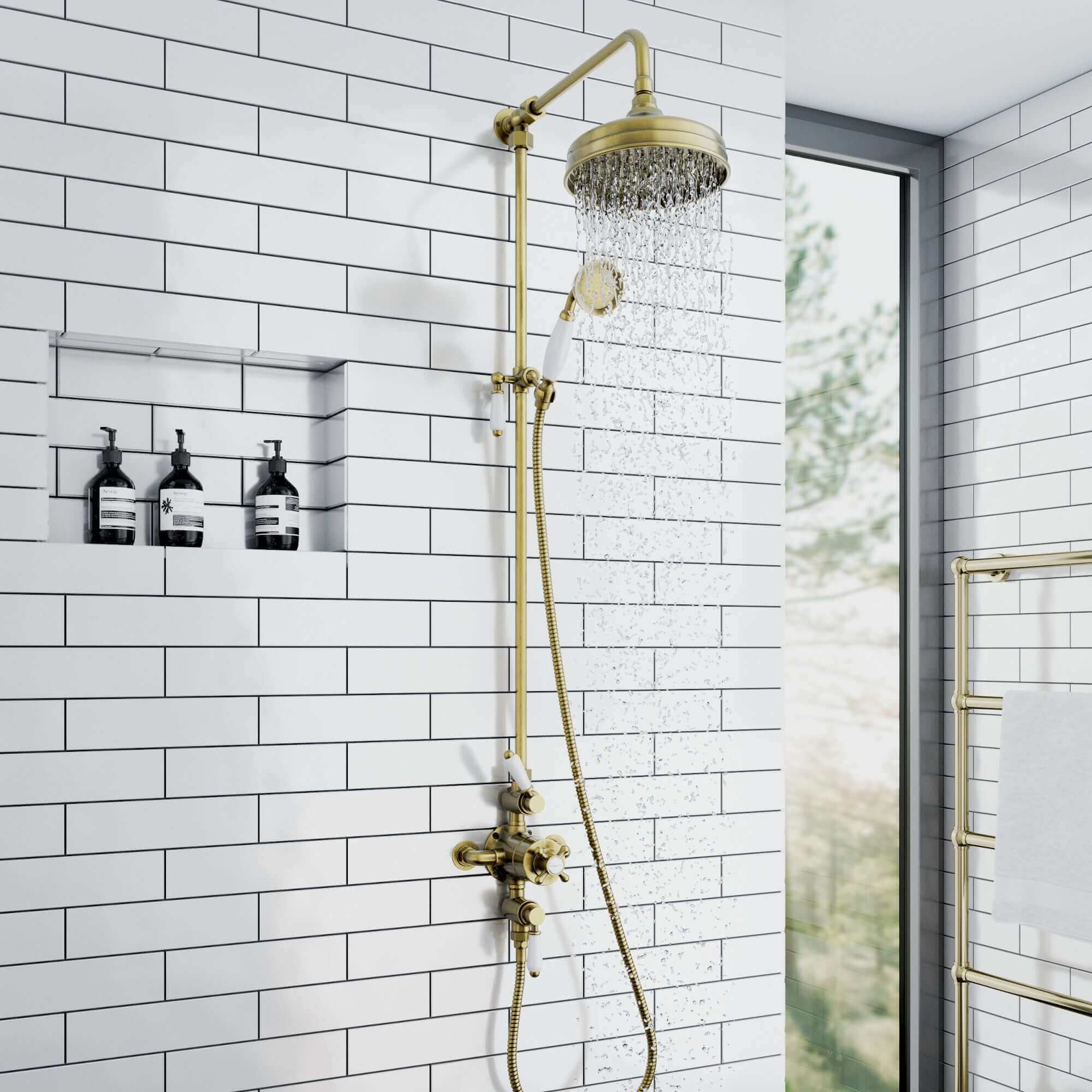 Traditional lever shower head bracket for 18mm diameter rigid riser or slider rail solid brass - antique brass - Image 3