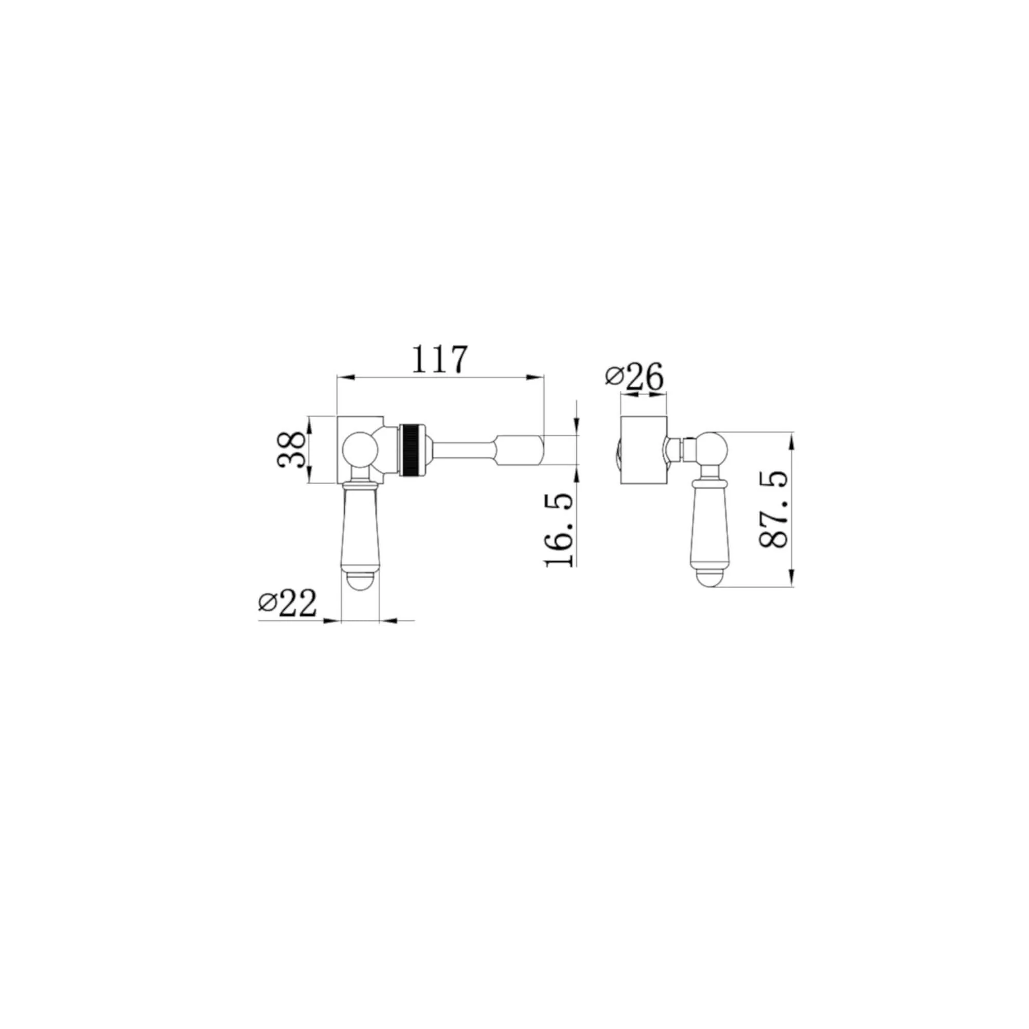 Traditional lever shower head bracket for 18mm diameter rigid riser or slider rail solid brass - chrome & white - Image 4