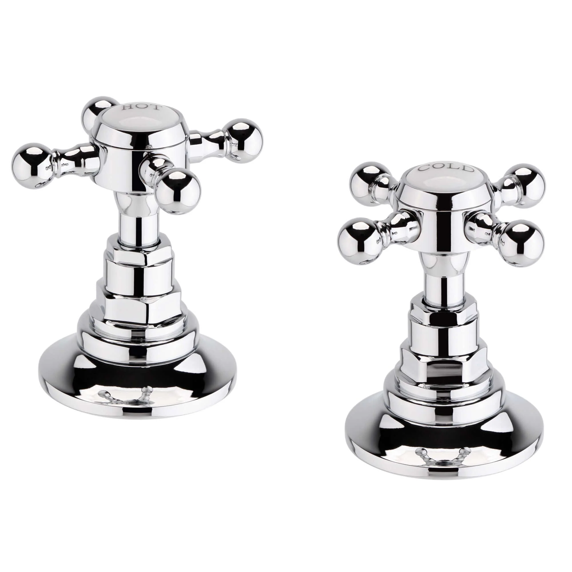 Traditional overflow bath filler with 3/4" deck bath side valves (pair) - chrome - Image 3