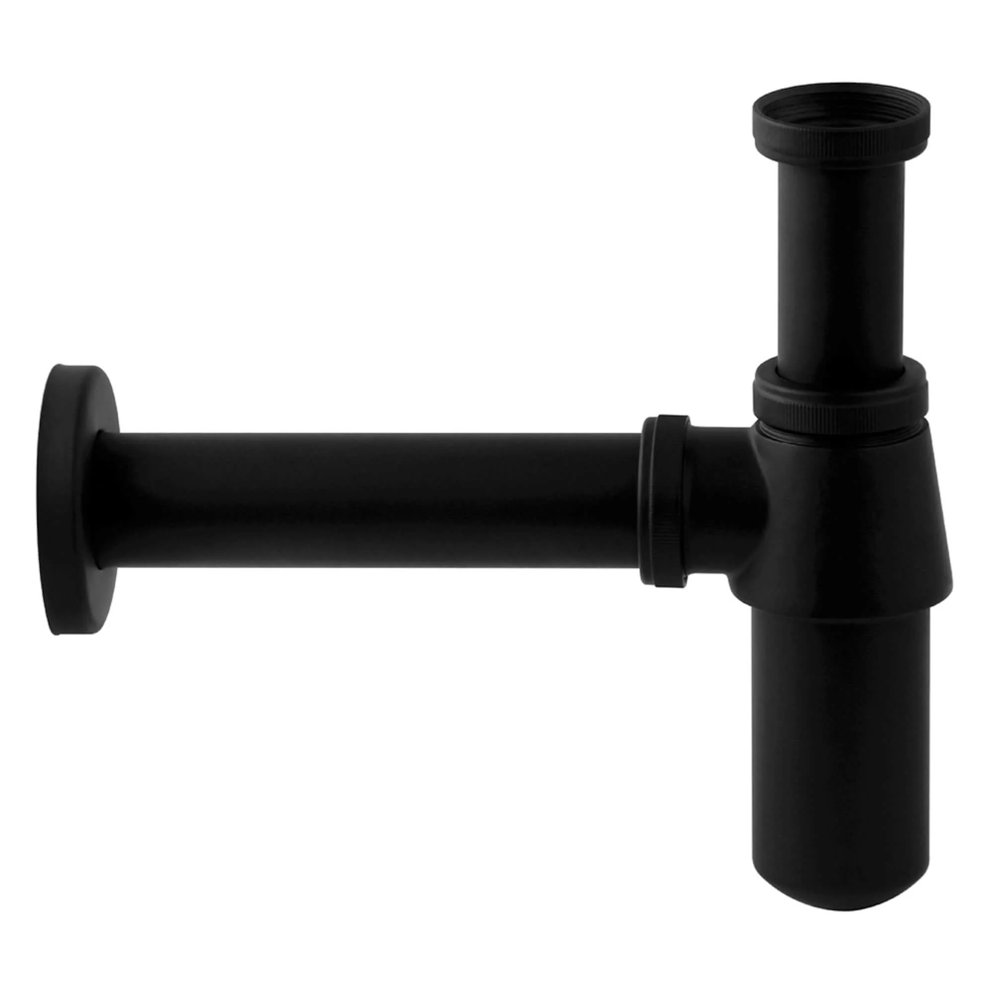 Traditional round washbasin sink bottle trap waste - matt black