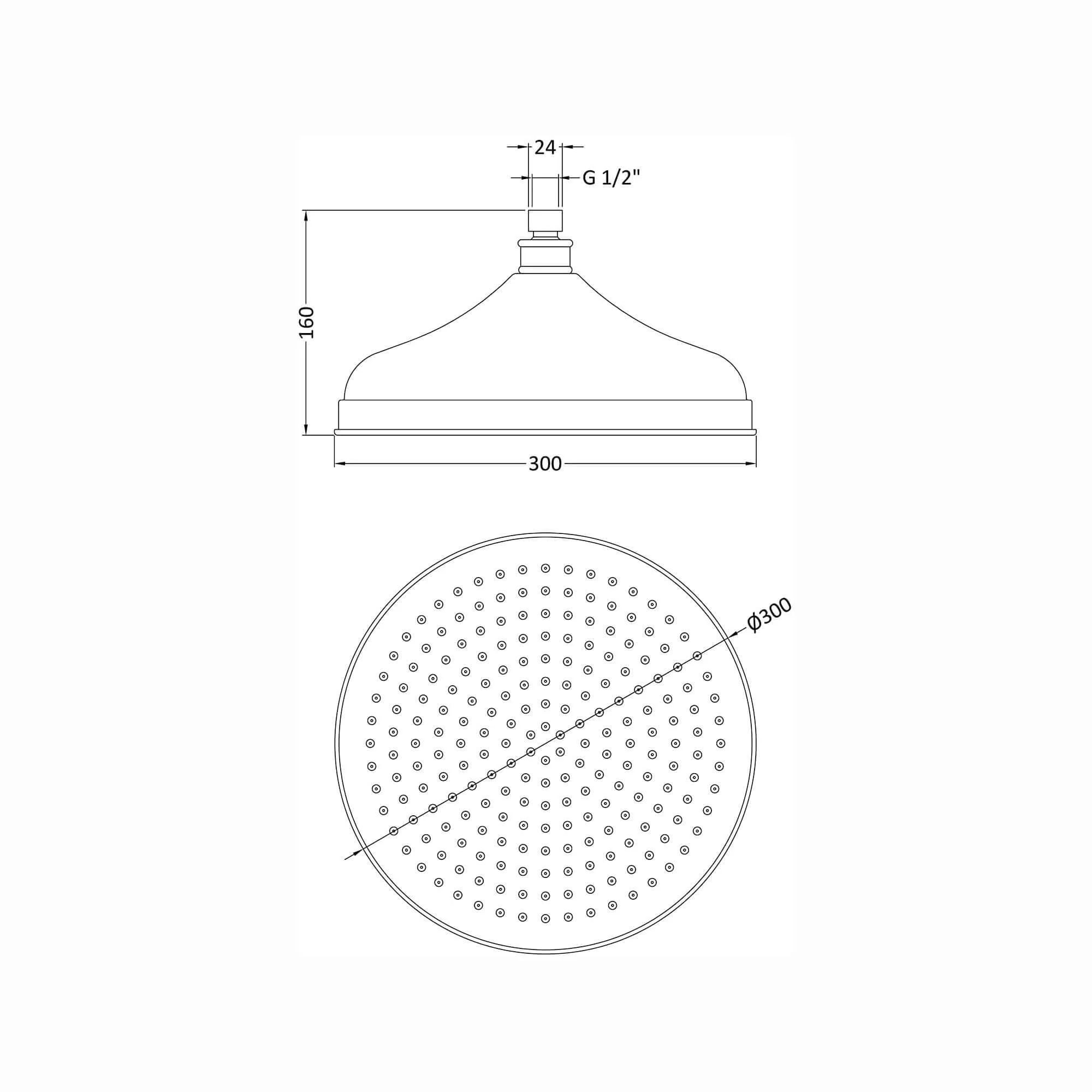 Traditional shower head apron rose brass 300mm - antique brass - Image 6
