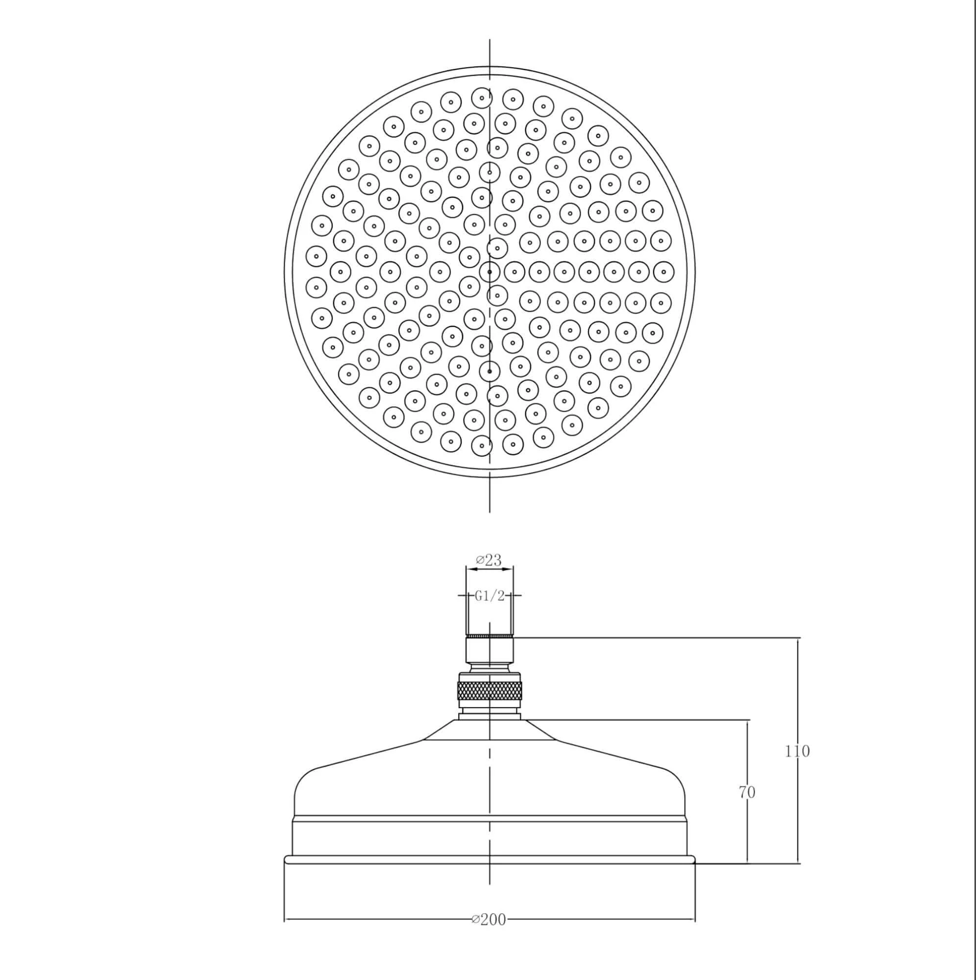 Traditional shower head apron rose brass 200mm - gold - Image 7