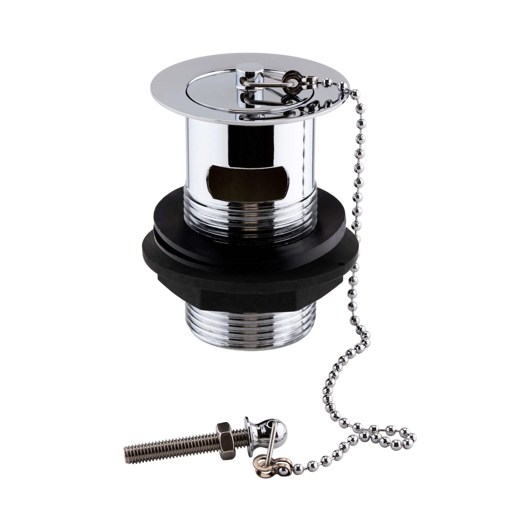 Traditional slotted basin waste with plug and ball chain - chrome