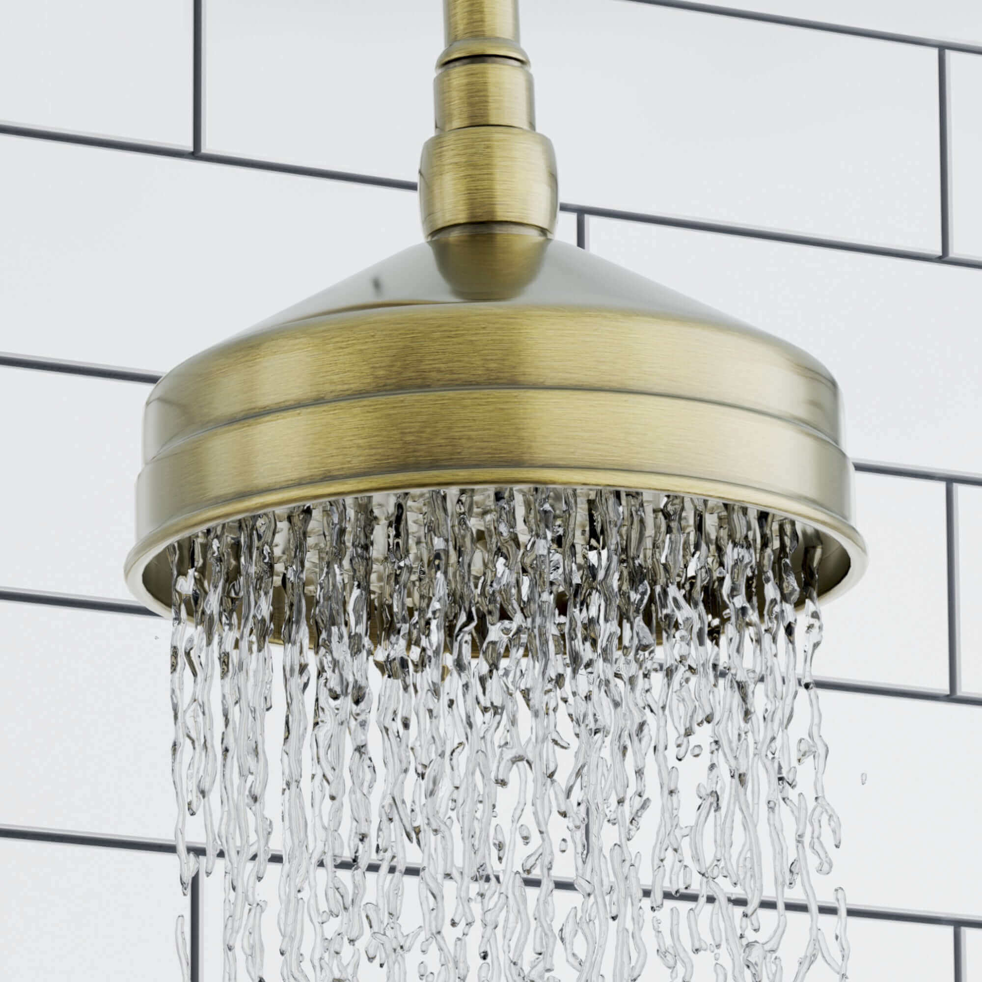 Traditional Wall Fixed Apron Brass Shower Head 6" With Shower Arm - Antique Brass - Image 2