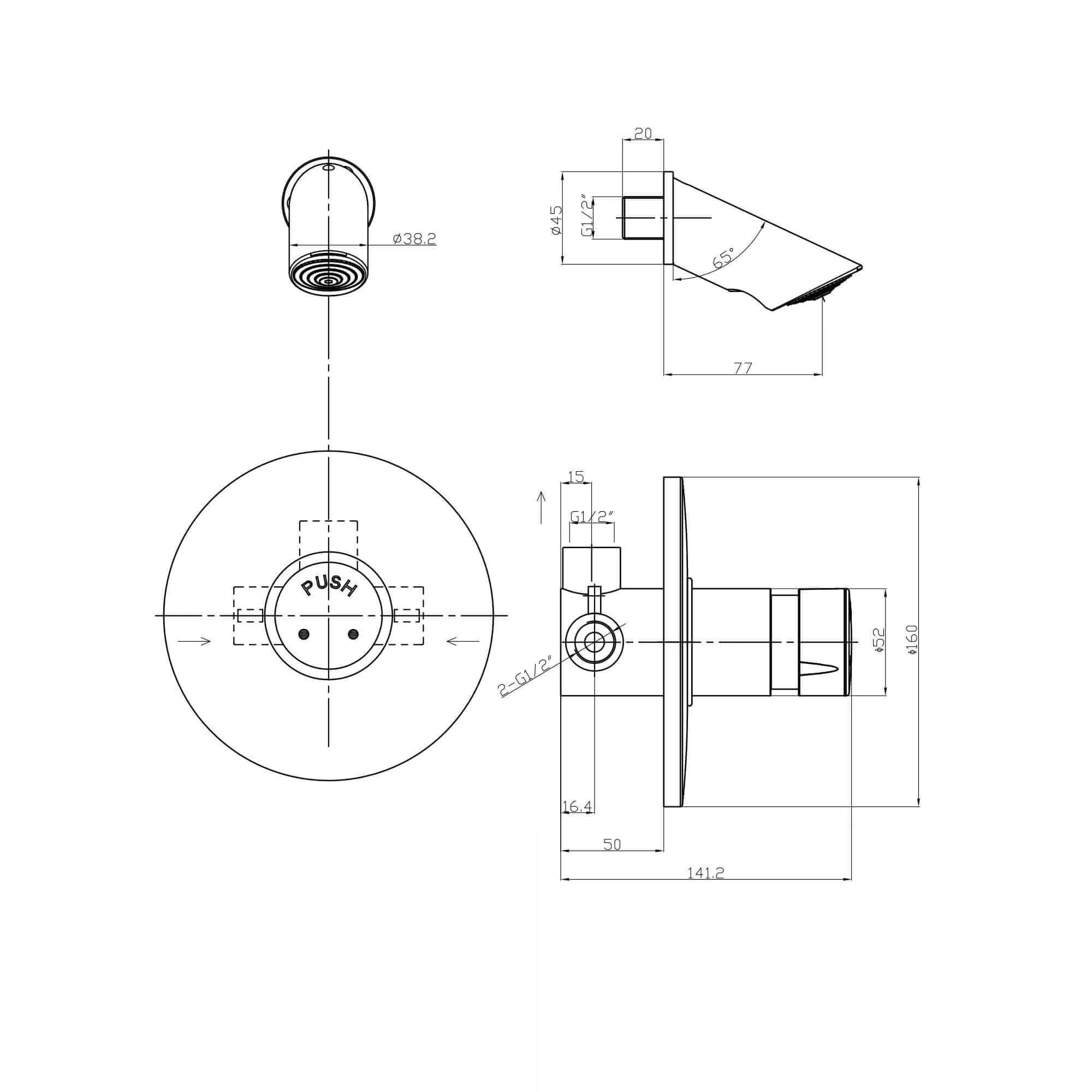 Vision non concussive time adjustable shower mixer kit concealed - chrome - Image 4