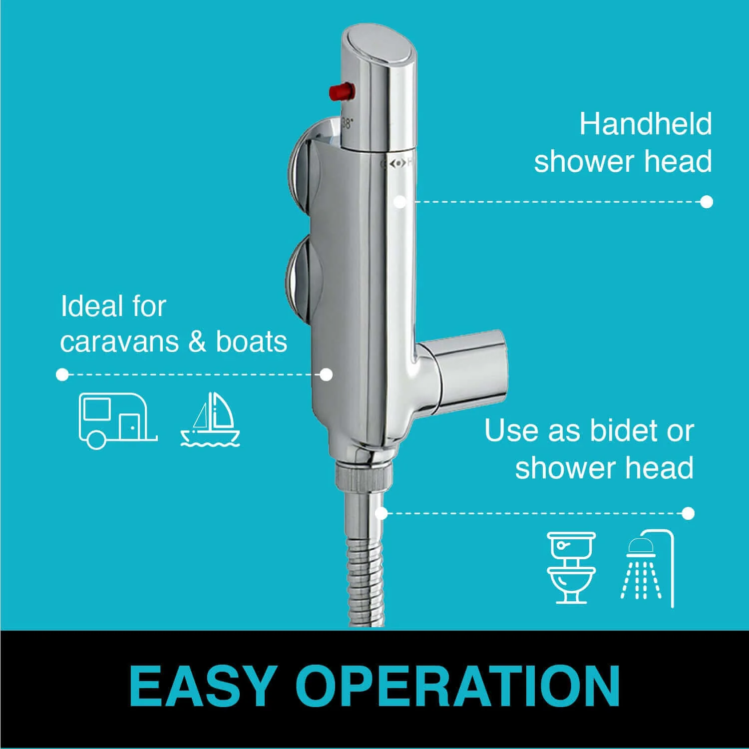 Vito vertical thermostatic shower bar mixer valve tap - chrome - Image 5