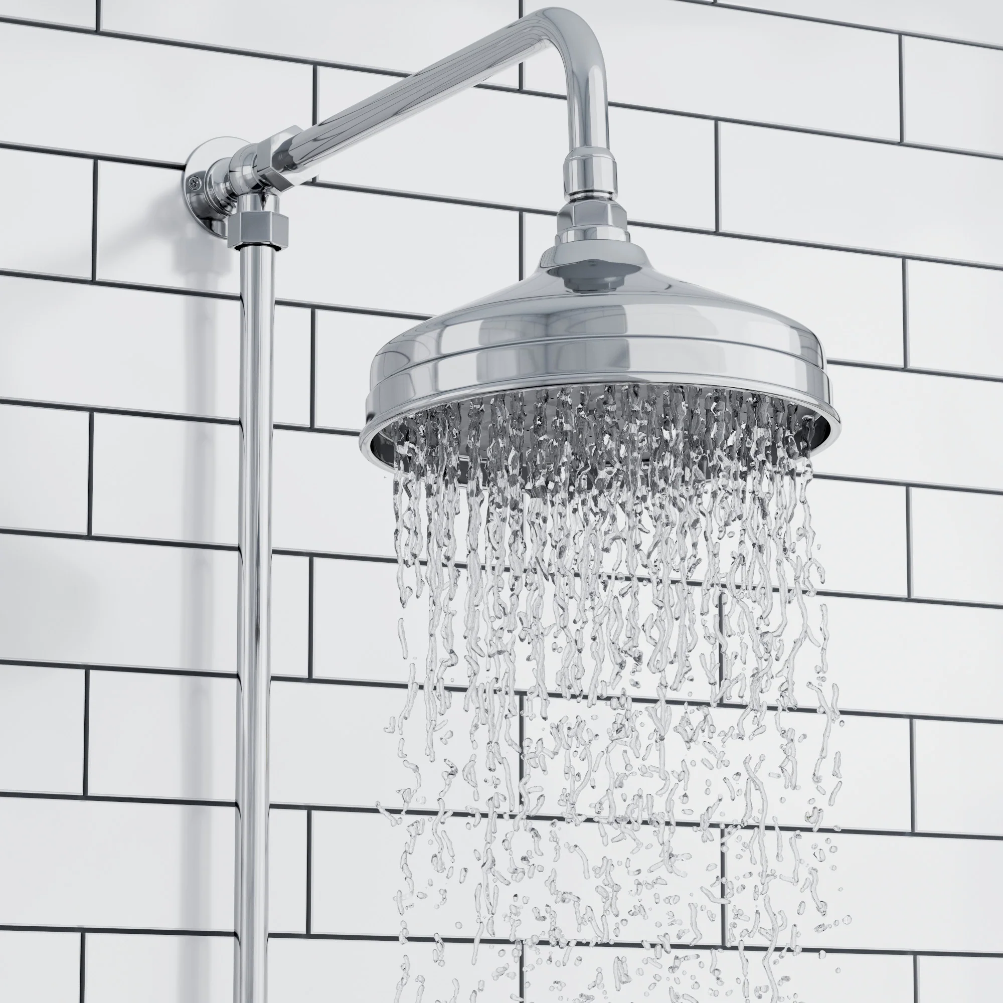 Windsor traditional thermostatic shower set single outlet incl. angled riser rail, rain shower head 200mm - chrome - Image 2