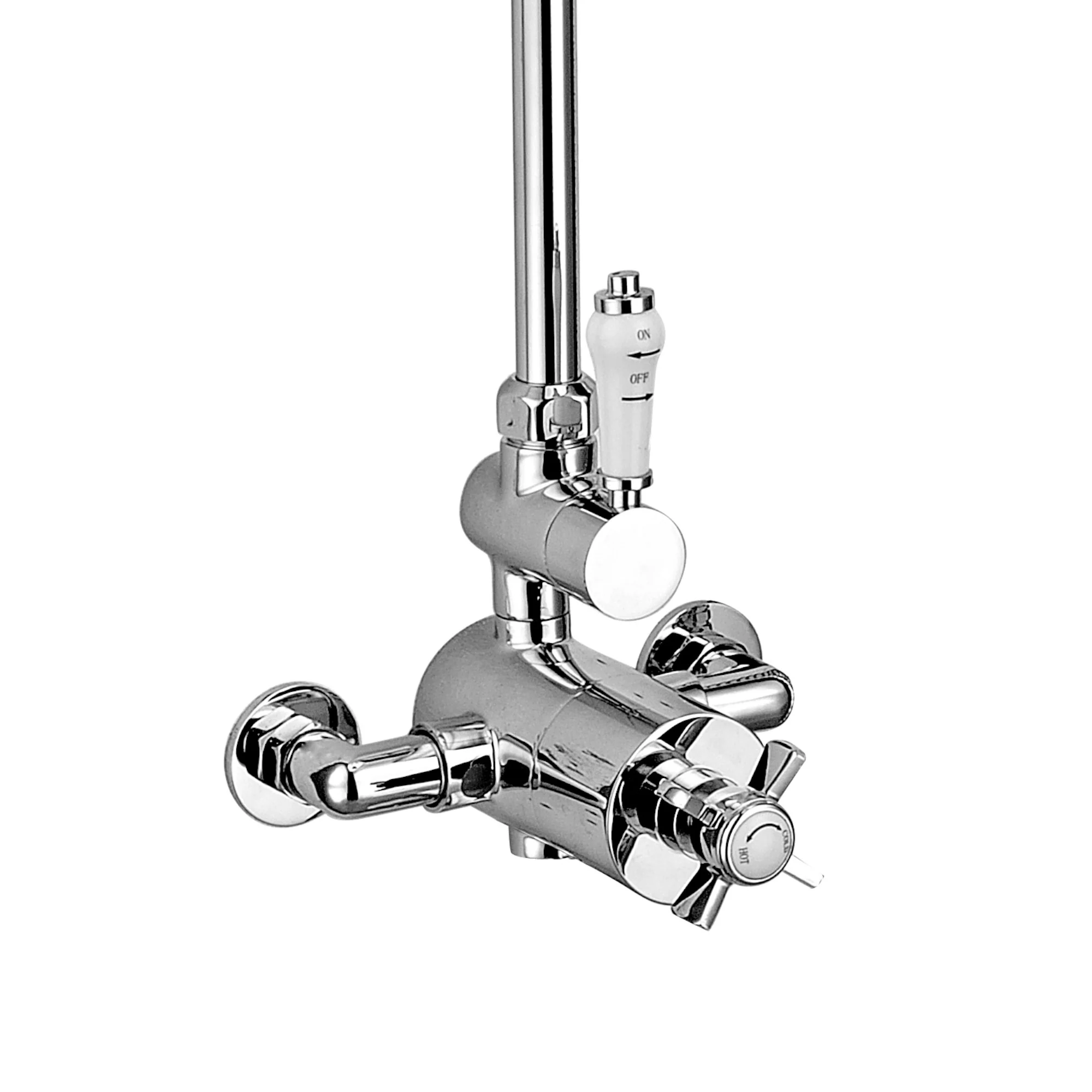 Windsor traditional thermostatic shower set single outlet incl. angled riser rail, rain shower head 200mm - chrome - Image 3
