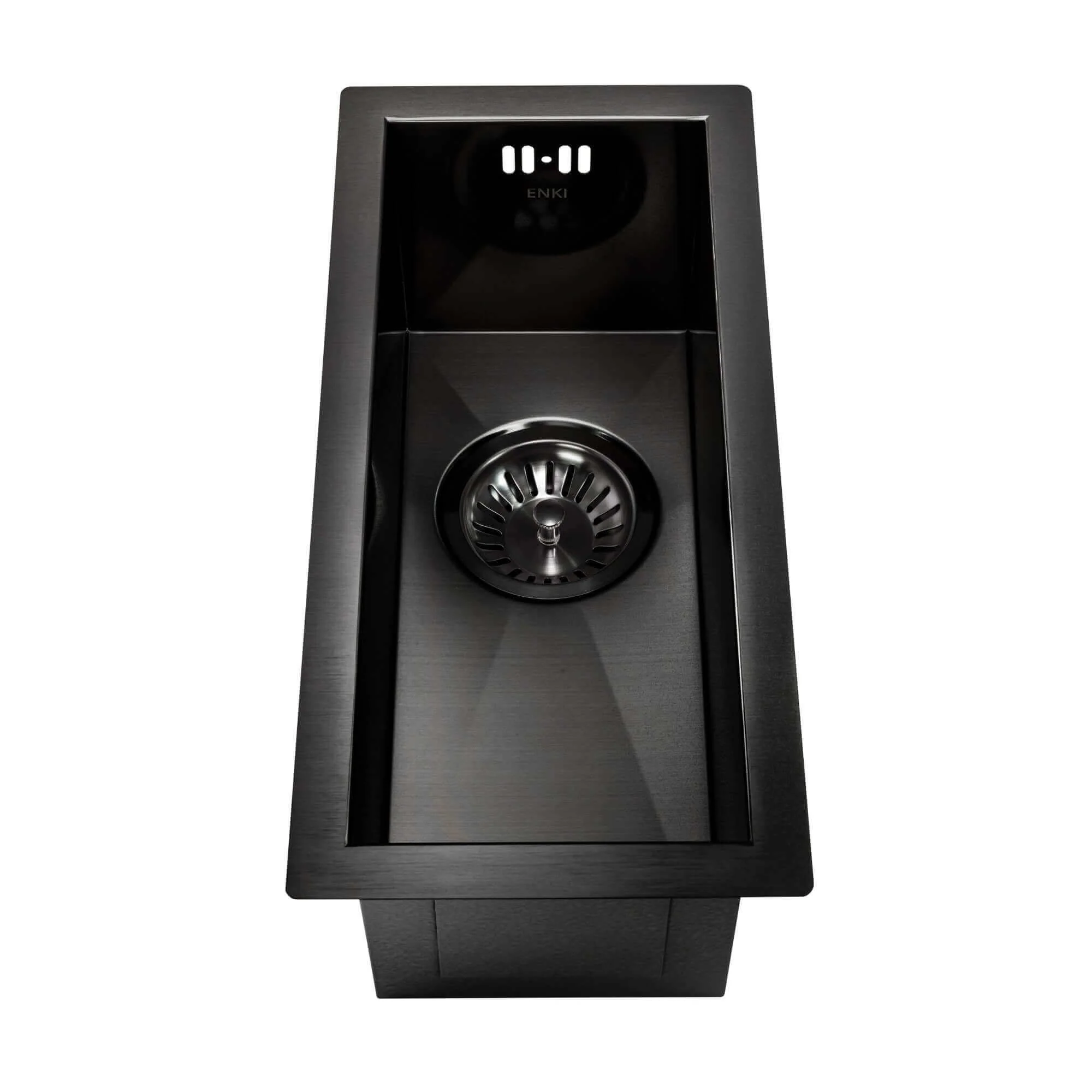 Zero 210mm x 450mm 0.5 bowl undermount or topmount kitchen sink with overflow - gunmetal grey stainless steel - Image 3